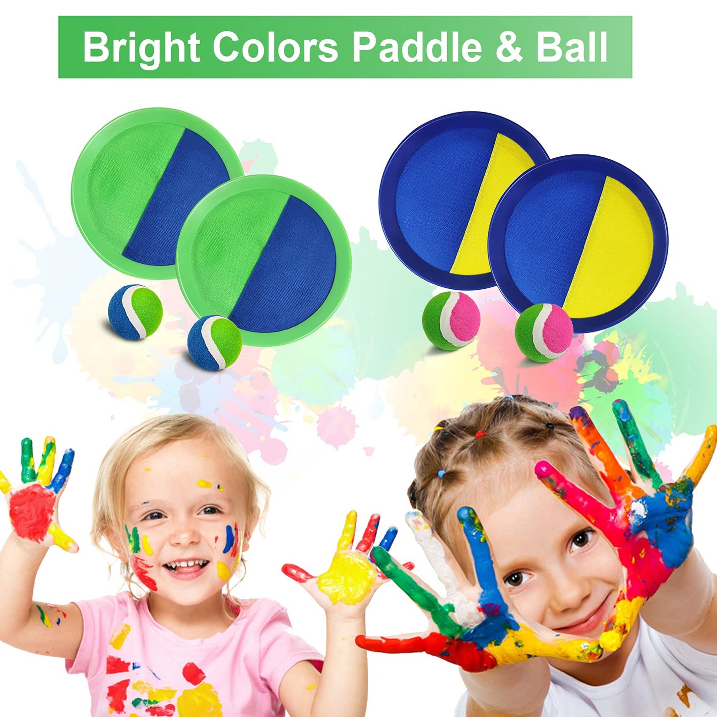 Jalunth Ball Catch Set Game Toss Paddle - Beach Toys Back Yard Outdoor Pool Games Backyard Target Throw Sticky Mitts Set Age 3 4 5 6 7 8 9 10 11 12 Years Old Boys Girls Kids Easter Gifts Pink 2 Pack