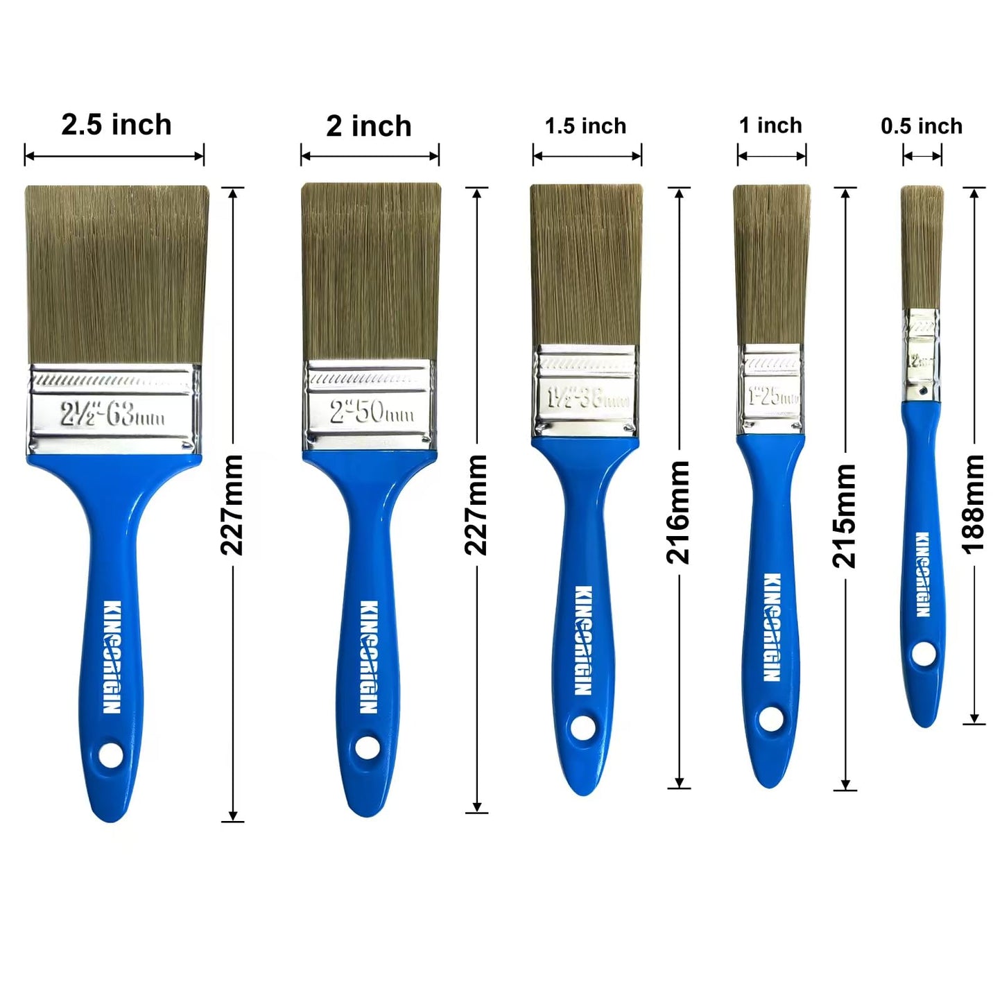 KINGORIGIN Paint Brush Set, 10 Pack Paint Brush, Chip Brush (0.5" 1" 1.5" 2" 2.5”), Small Paint Brushes Bulk, Paint Brushes for Walls and Home Decor