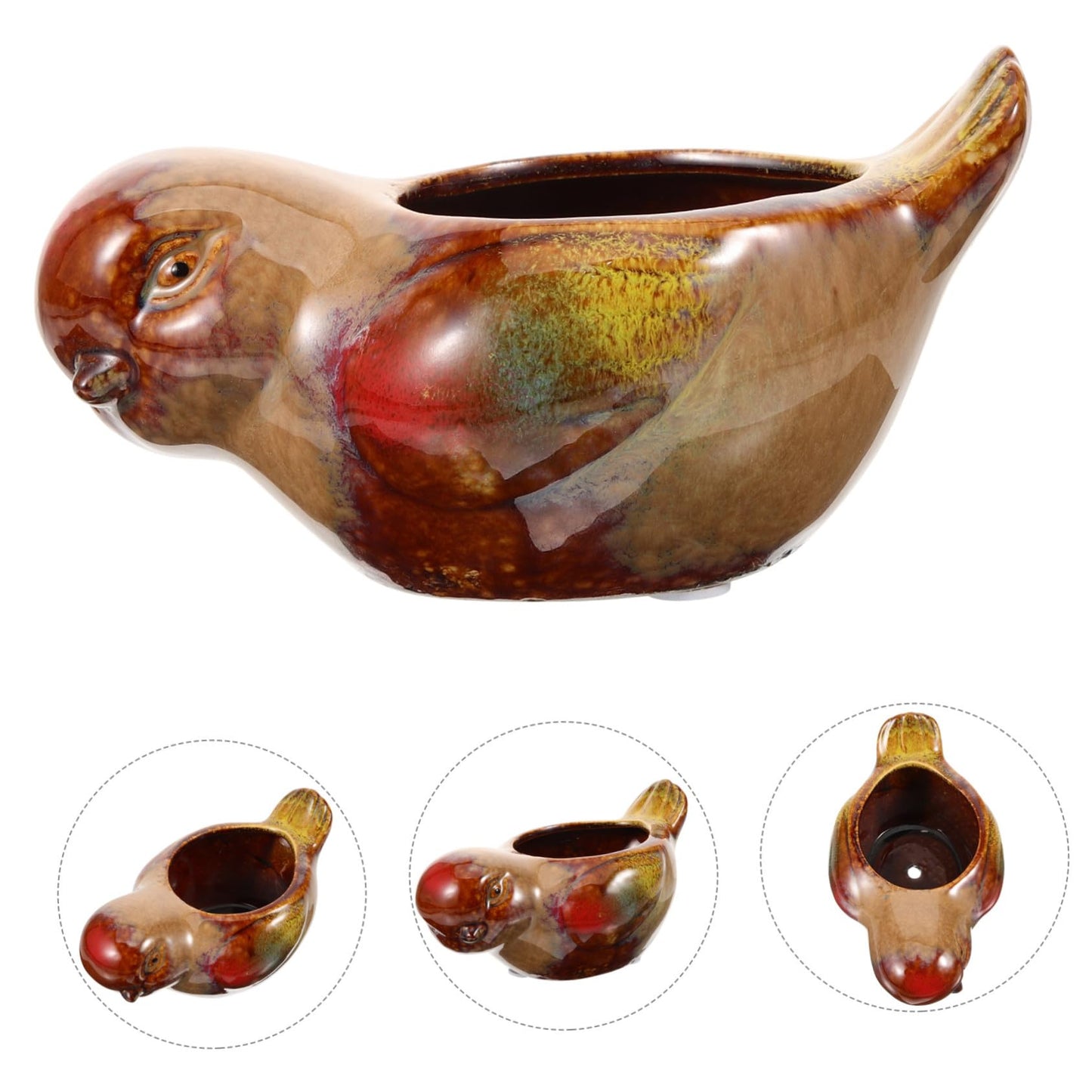 Ceramic Planter Pot Bird Shaped Succulent Flowerpot for Indoor Outdoor Plants Artistic Small Cactus Holder Multifunctional Garden Decoration