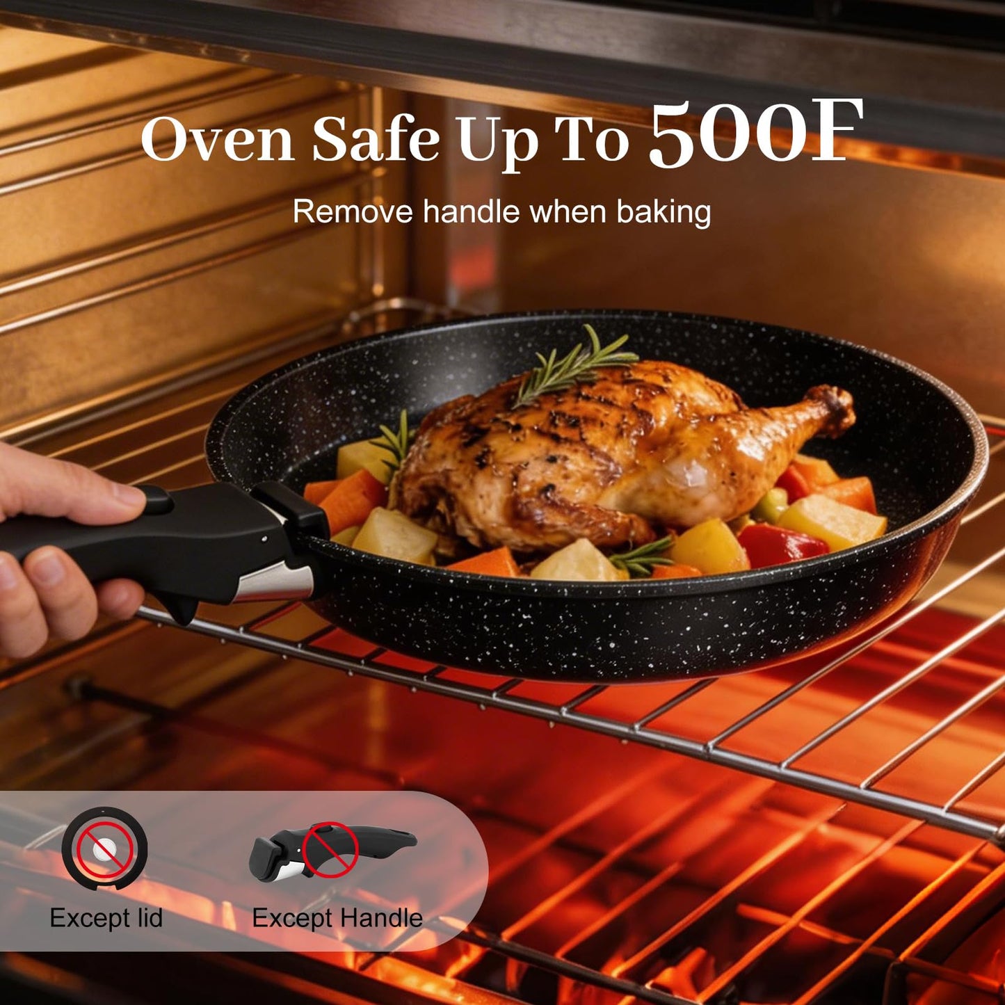 Colourcoco Pots and Pans Set - Non Stick 25 Pieces Cookware Set Pots and Pans with Detachable Handles, Includes Pans, Pots, Utensils, Trivets for Hot Dishes, Lids, Space-Saving Cookware