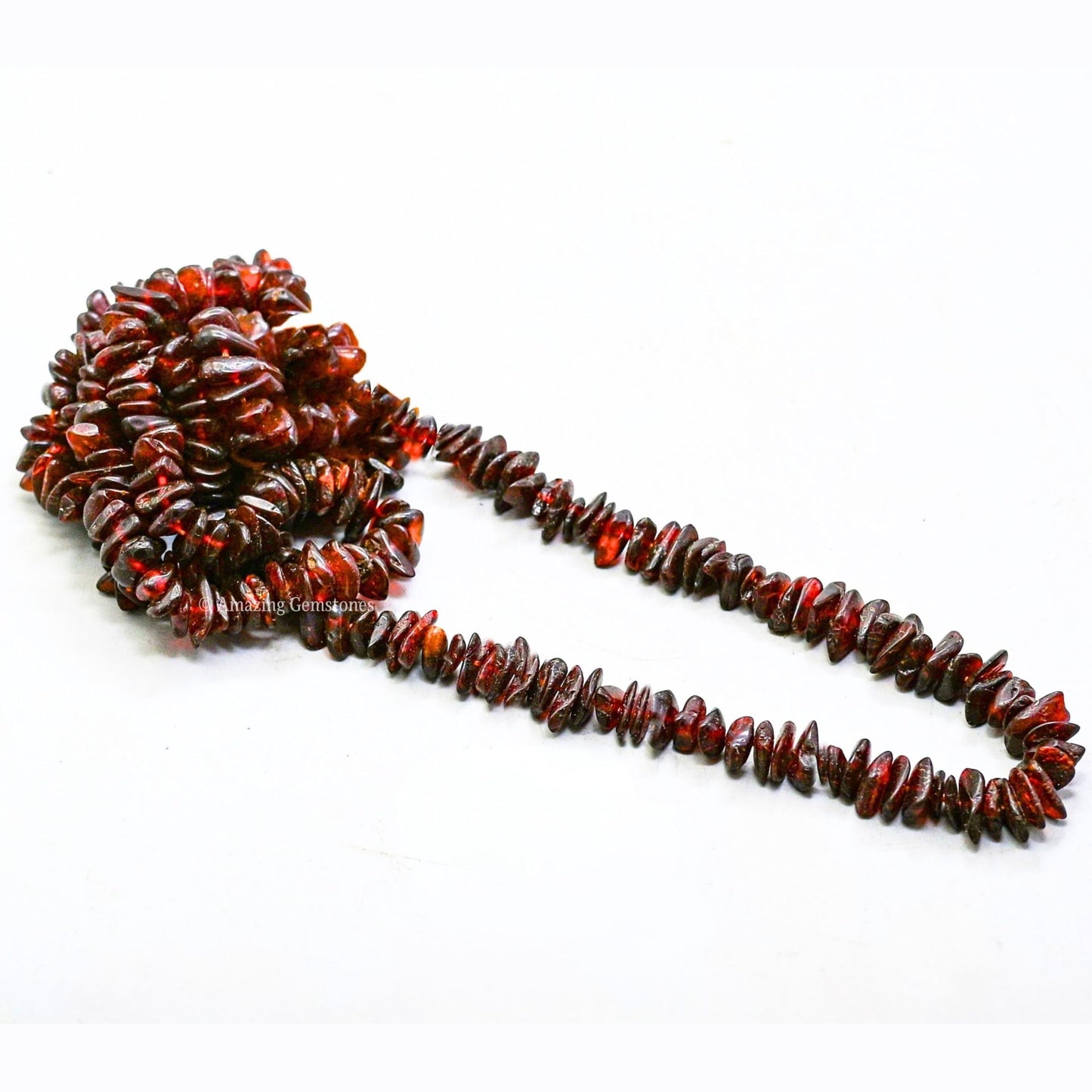 Amazing Gemstone Pre Drilled Natural Crystals Crushed Chips Beads for Jewelry Making, DIY Handmade Healing Crystals (25 Inch Strand, Amber)