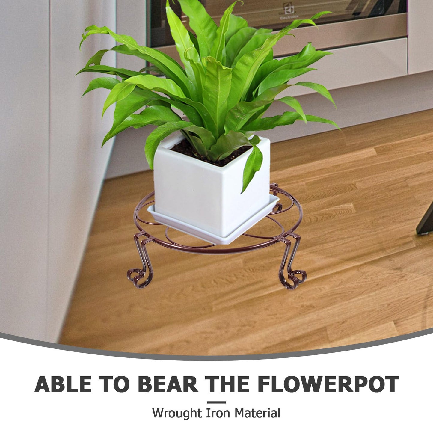 Abaodam Iron Flower Pot Stand Single-tier Decorative Plant Pot Shelf Farmhouse Metal Flower Rack for Indoor Outdoor Use Antique Copper Finish