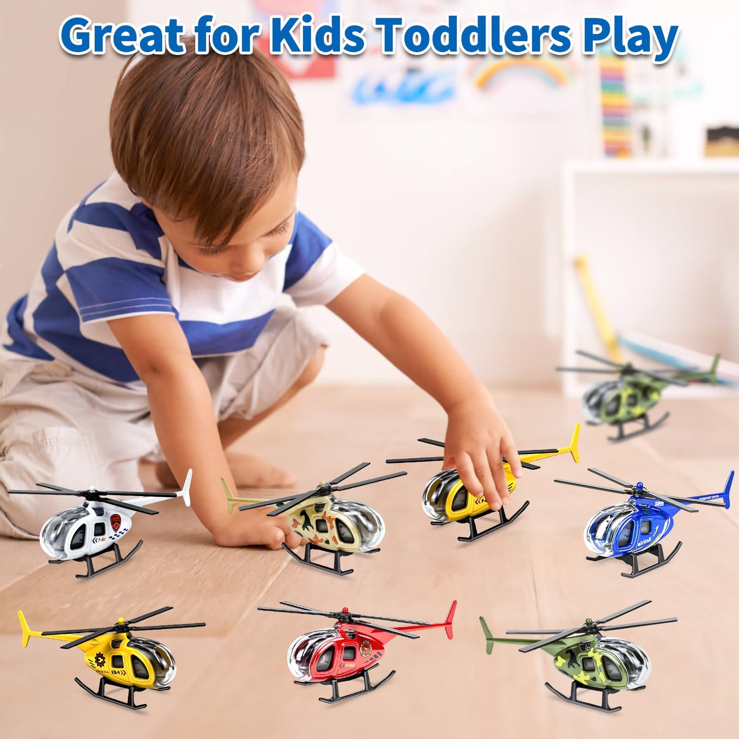 Tcvents 12PCS Diecast Helicopters Toy, Mini Alloy Toy Helicopter for Kids 3 4 5 6 7 Years Old, Small Toys Airplane Military Model Planes for Toddlers Boys 3-8 Years Birthday Gift Party Favors