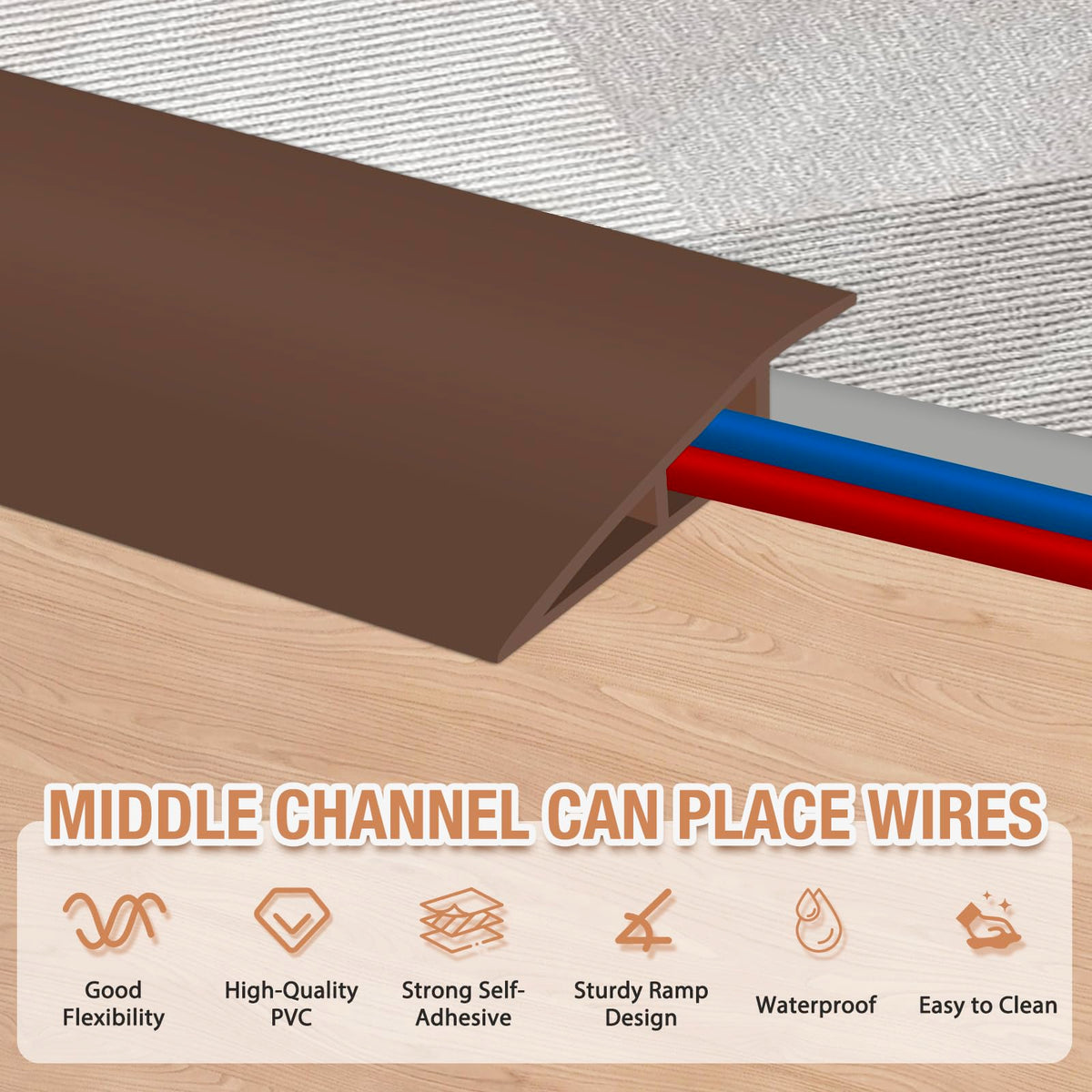 Floor Transition Strip Self Adhesive Vinyl Door Threshold Strip (10 Foot)