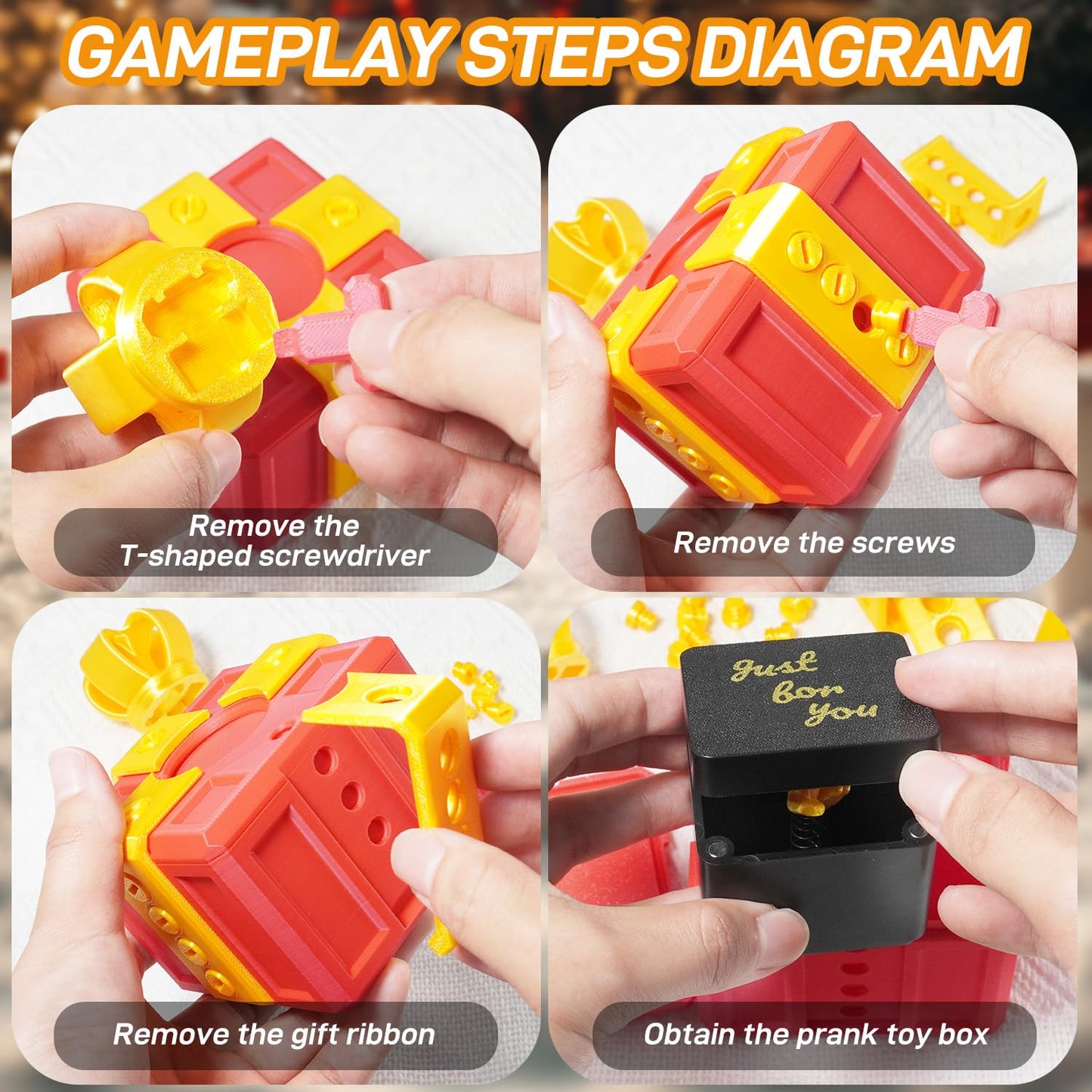 Zercuop The Annoying Present, Annoying Gift Box with Screws, Take Apart Box to Get Gift, Funny Prank Gag Gift for Christmas (Red)