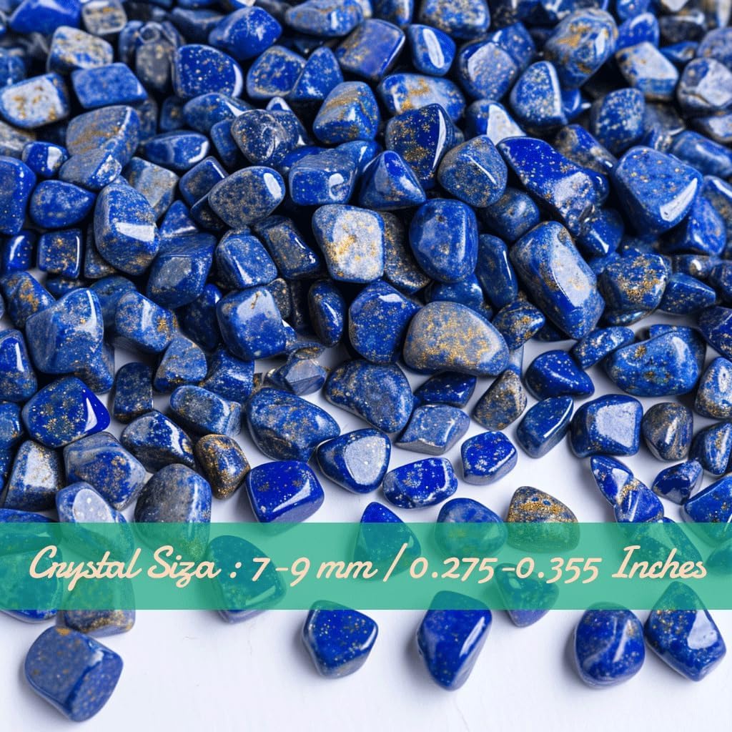 SigMntun Polished Lapis Lazuli Crystal Chips 200 Pcs - 0.3" 10 oz Small Tumbled Stone Chips Crushed Sea Glass Stones Healing Reiki Crystal Home Decoration Indoor Fountain