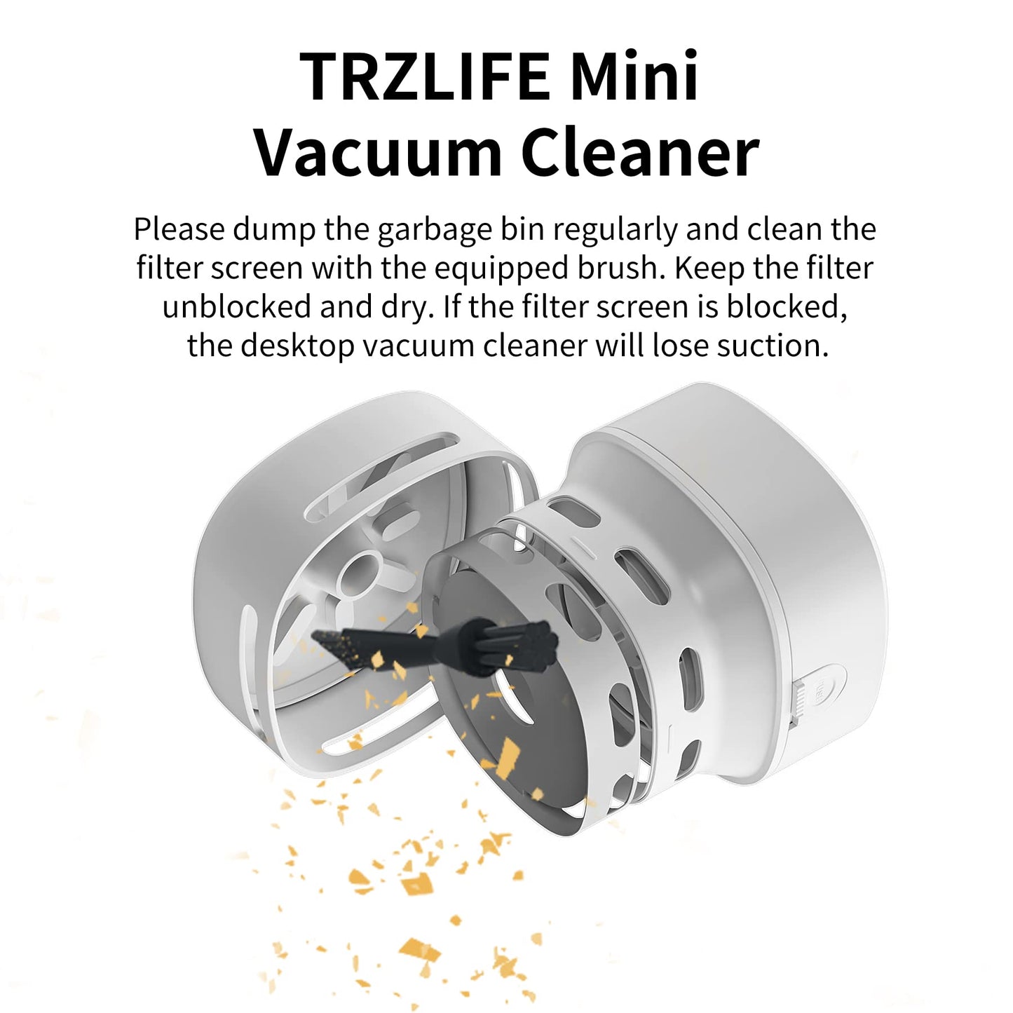 TRZLIFE USB Rechargeable Mini Desk Crumb Vacuum, Portable Cordless Desktop Cleaner for Keyboard, Desktop, Countertop, Drawer, Ideal Office Accessory, Pink