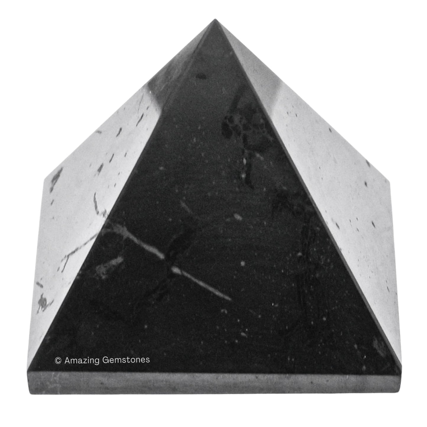 Amazing Gemstone Shungite Pyramid Crystal Healing Stones - 2" Great Pyramid Figurine of Natural Stone Pyramid for Meditation, Reiki, Chakra Balancing and Crystal Pyramids Grid