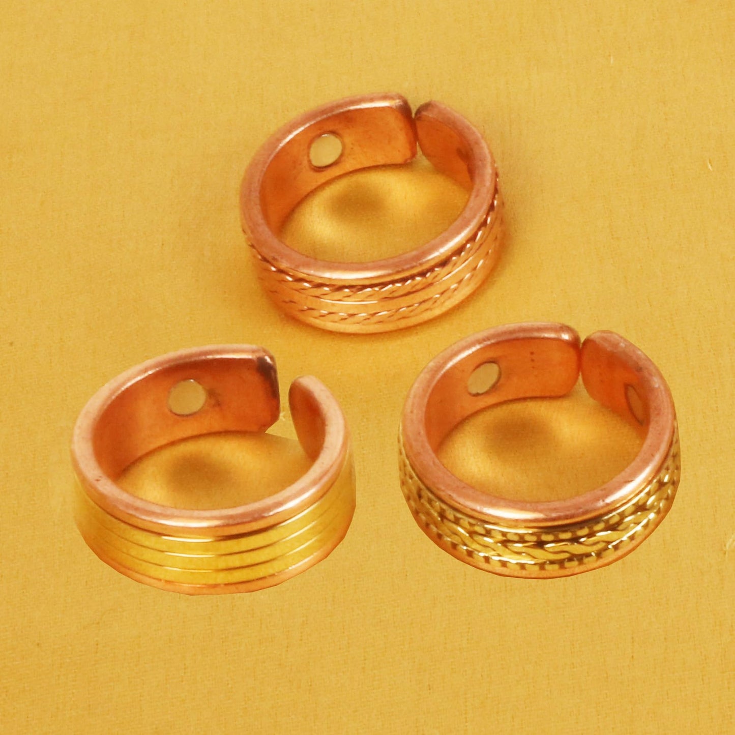 Touchstone Handcrafted Copper Hand Forged With Solid And High Gauge Spiral Wire Braided Pattern Minimalistic Elegance Pure Copper Finger Rings. Set of 3