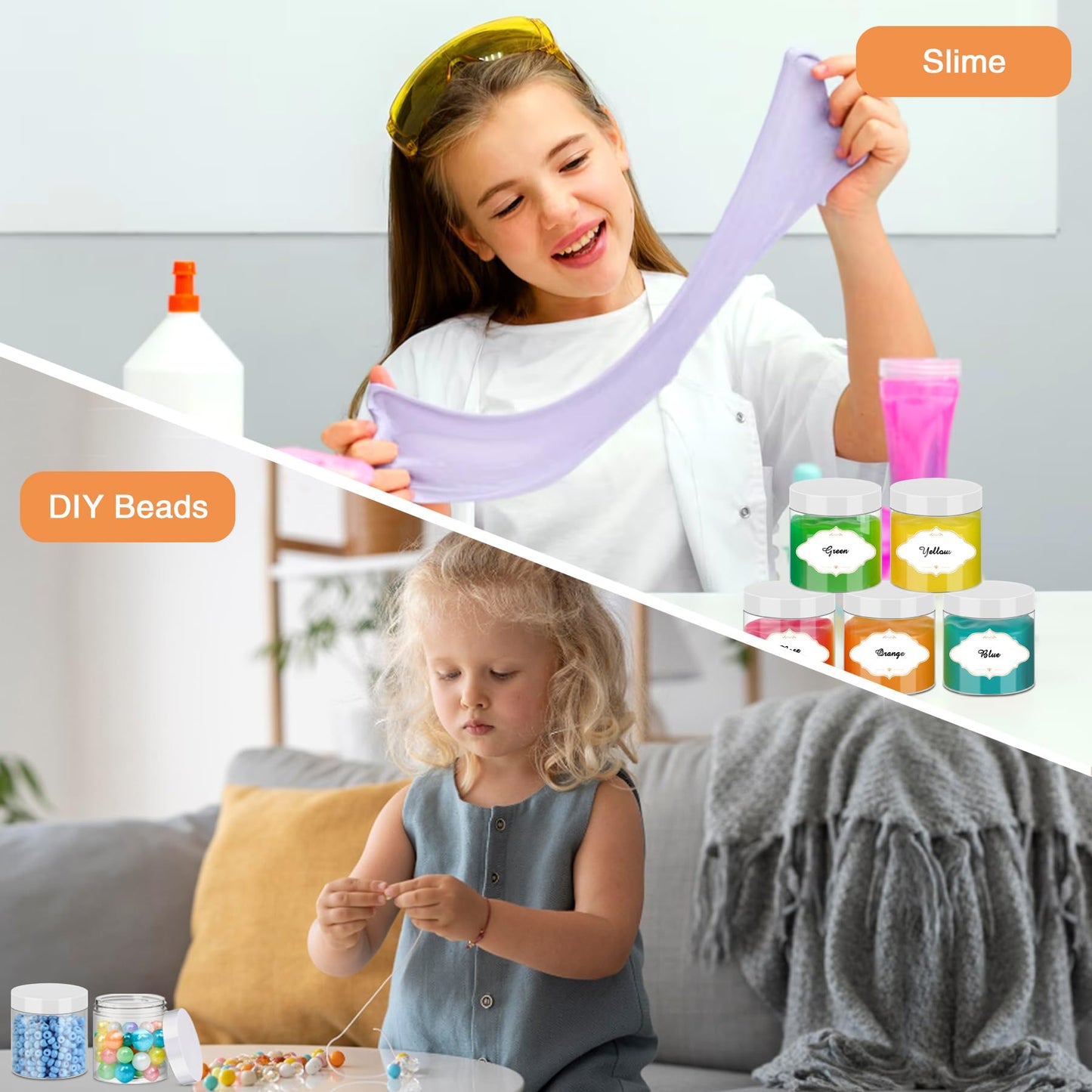 PeacePeo Plastic Jars 6 OZ, 48 Pcs Plastic Jars with Lids Round Wide Mouth Slime Containers with White Lids Empty Small Storage Jar for Travel, Home Kitchen Food, Arts Crafts
