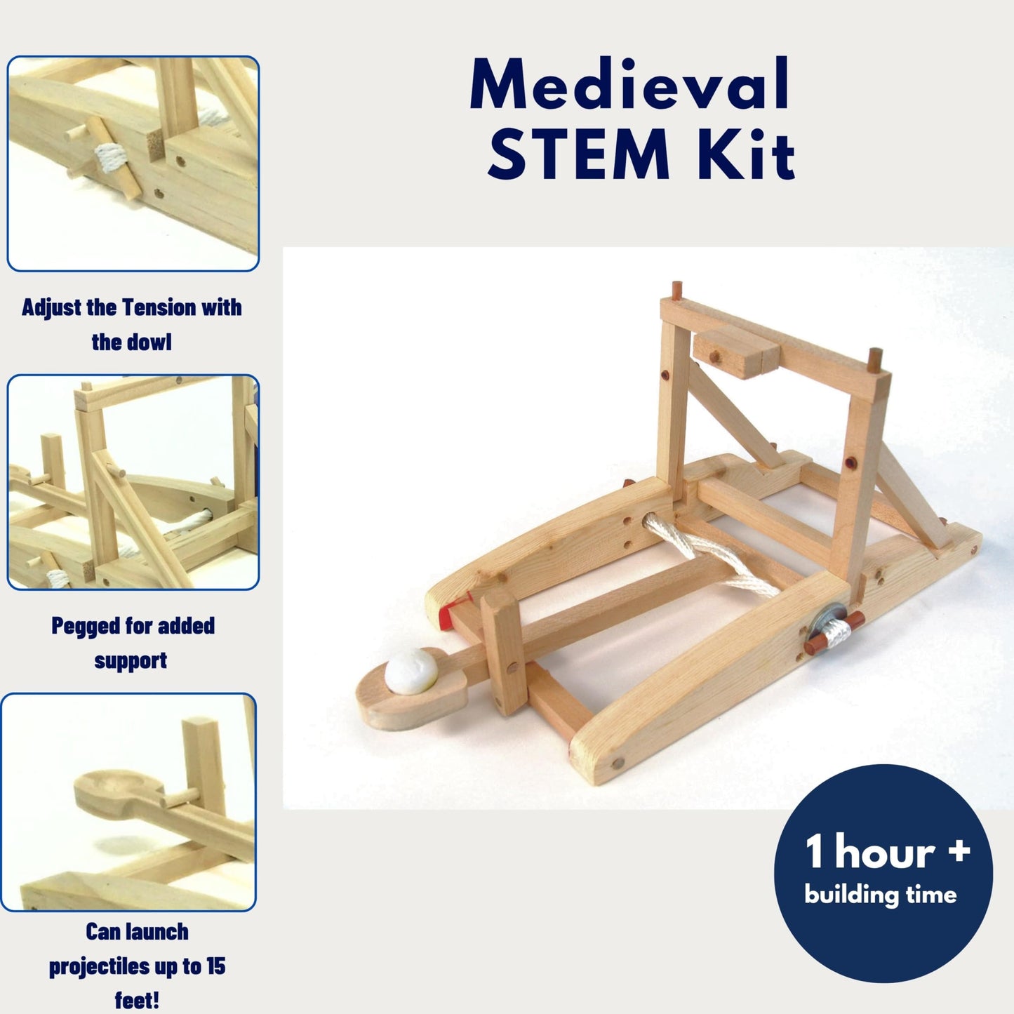 PATHFINDERS Medieval Catapult STEM Building Kit | Wooden Catapult Model | Mechanical Engineering, Physics & Historical Siege Project