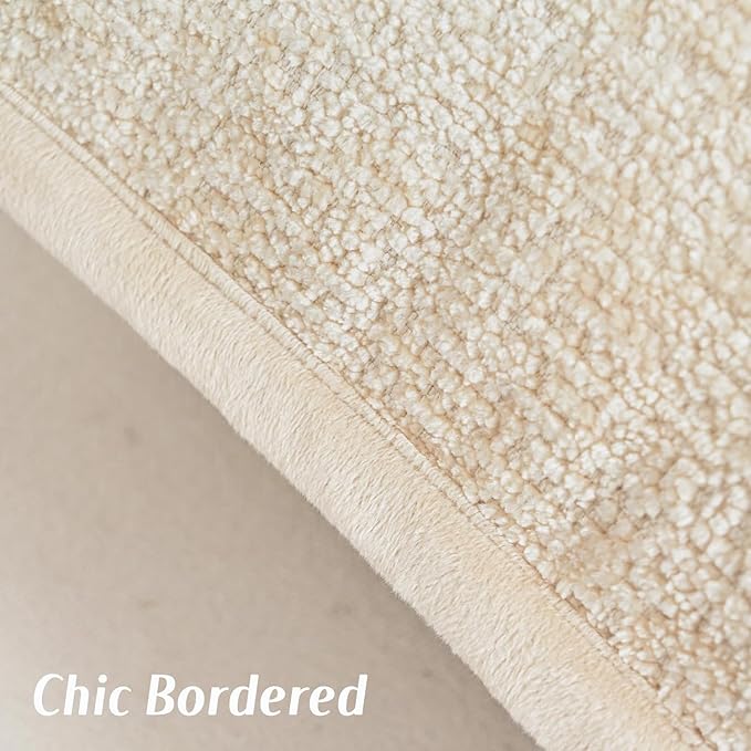 FUTEI Beige Chenille Throw Pillow Covers 22x22 Inch Set of 2,Soft Cozy Bound Edge Design Cushion Case,Home Decor for Couch Bed Living Room