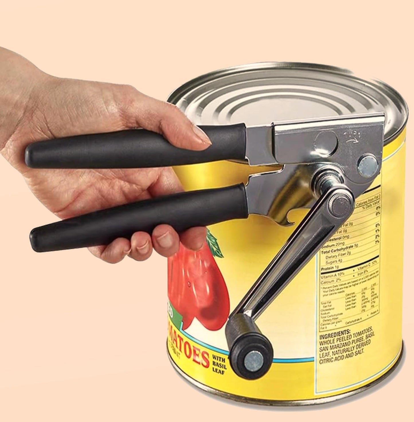 Heavy Duty Can Opener with Magnet – Commercial Can Opener Manual for Seniors, Hand Held, Sharp Blade, Smooth Edge – Folding Knob for Easy Storage, Built in Bottle Opener