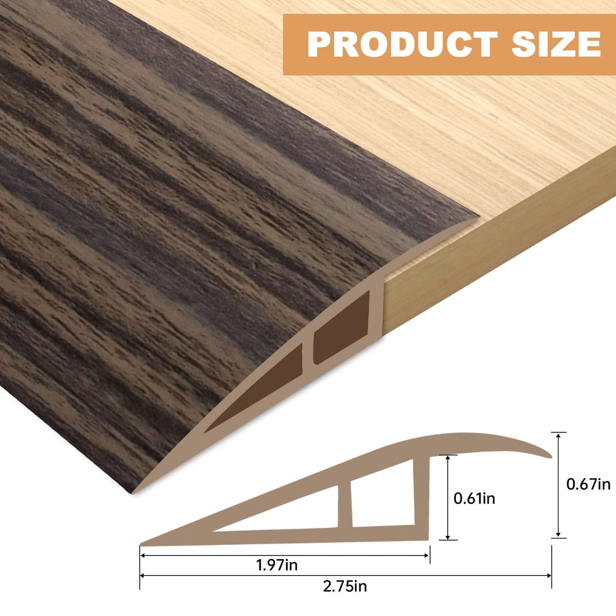 Vinyl Door Threshold Flooring Transition Strip Self Adhesive Carpet Edging Strip for Laminate Doorway Edge Threshold from 2 (6.6 Foot)