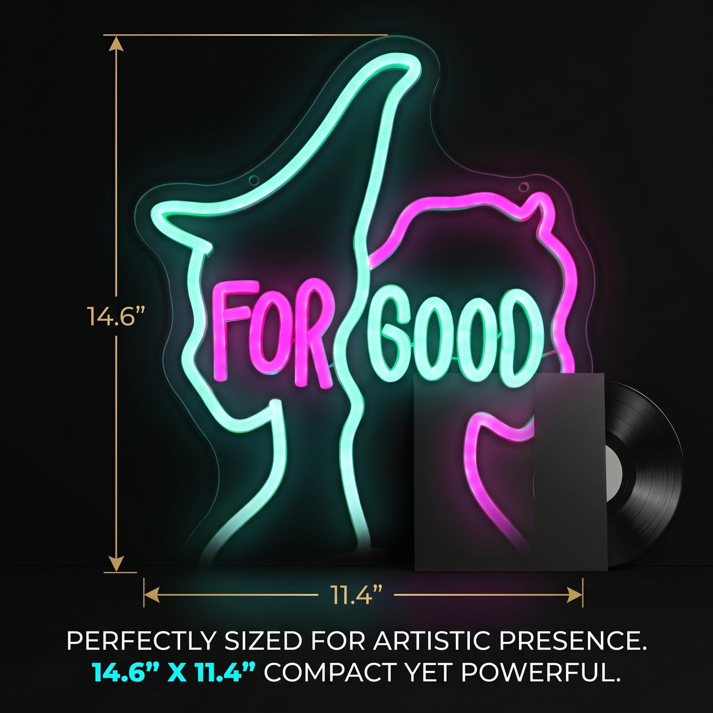 Huntrix saja Demon LED For Good Neon Sign, Musical Theater Wall Decor, Broadway Inspired Gift, Blue and Pink LED Art for Room (14.6"x11.4")