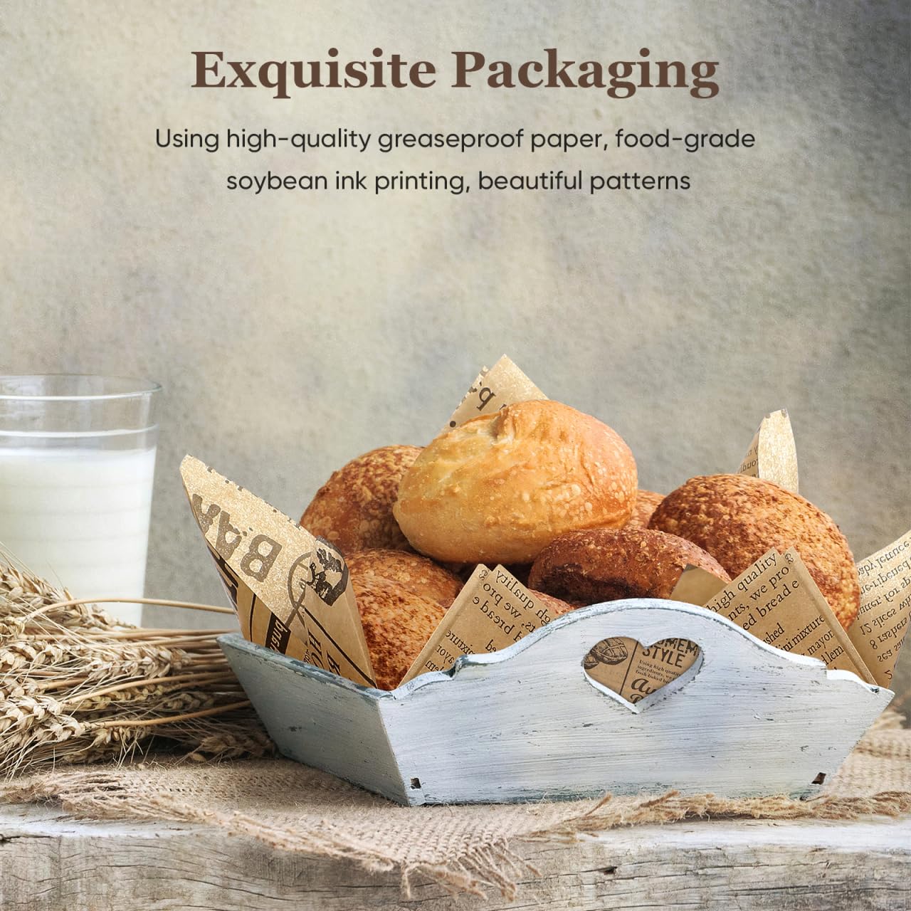 DOITOOL Decorative Newspaper Parchment Paper - 50 Sheets Wax Paper for Food, Greaseproof Bbqs Picnic Bakery Liner