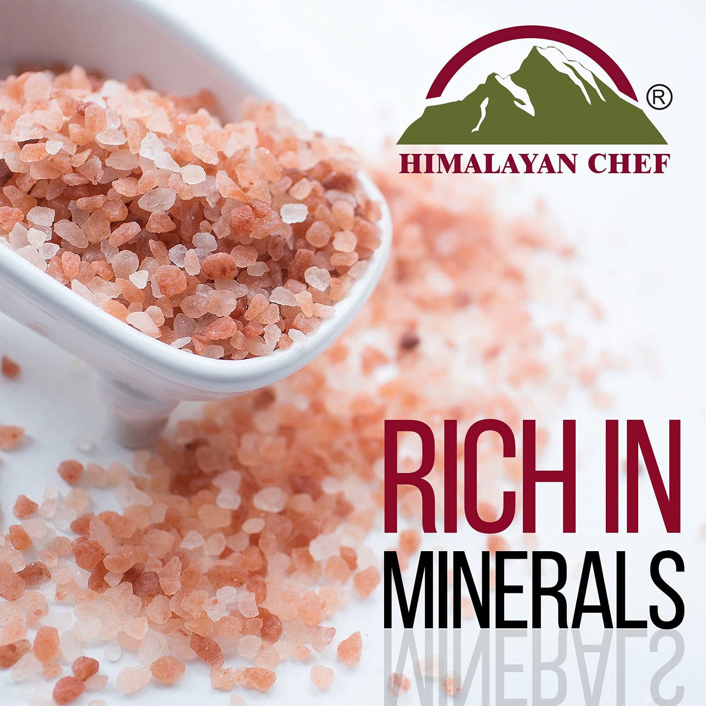 Himalayan Chef Pink Salt and Black Pepper Grinder with Stainless Steel Rack