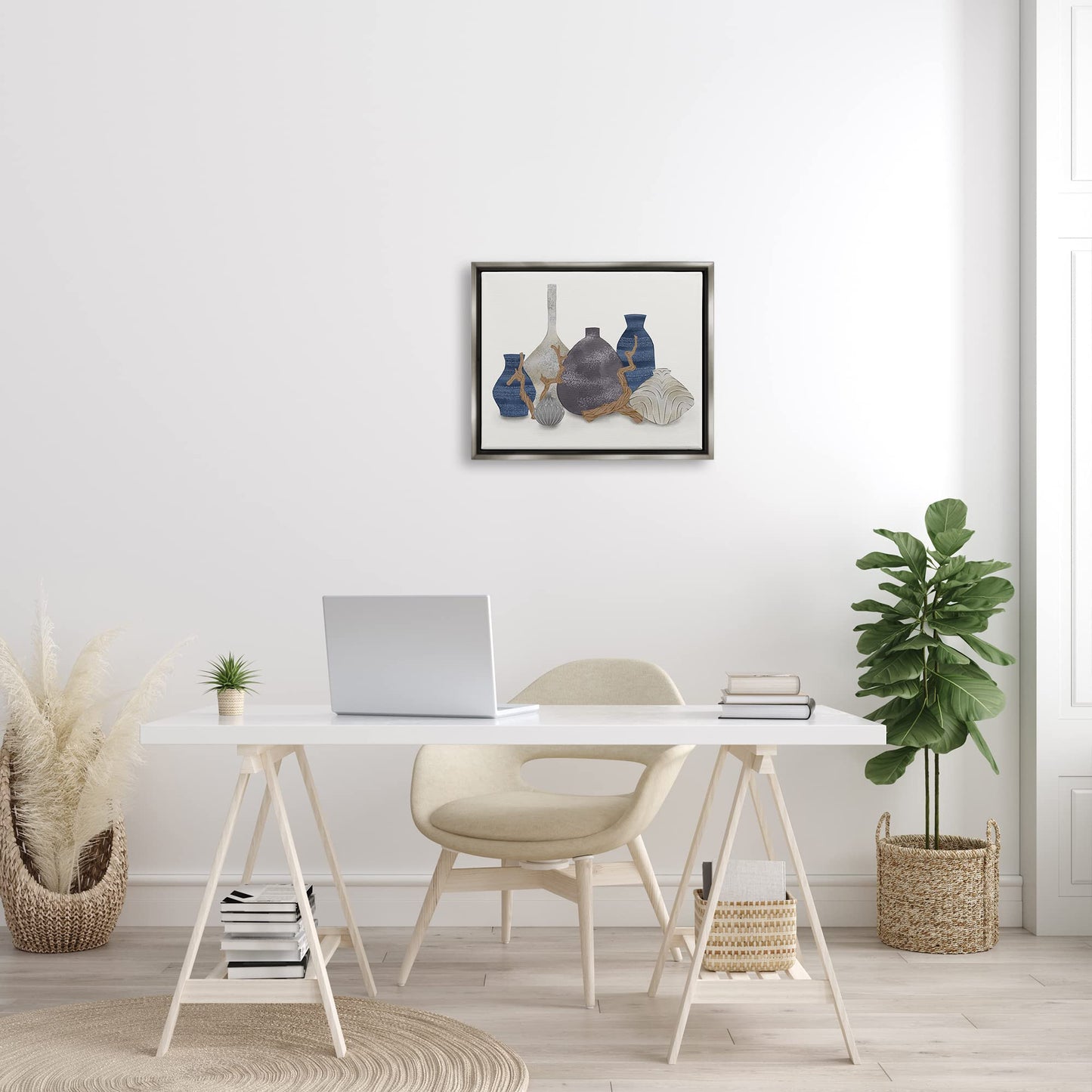 Stupell Industries Ornate Vase Still Life Leaning Driftwood Branches Floating Framed Wall Art, Design By Ziwei Li