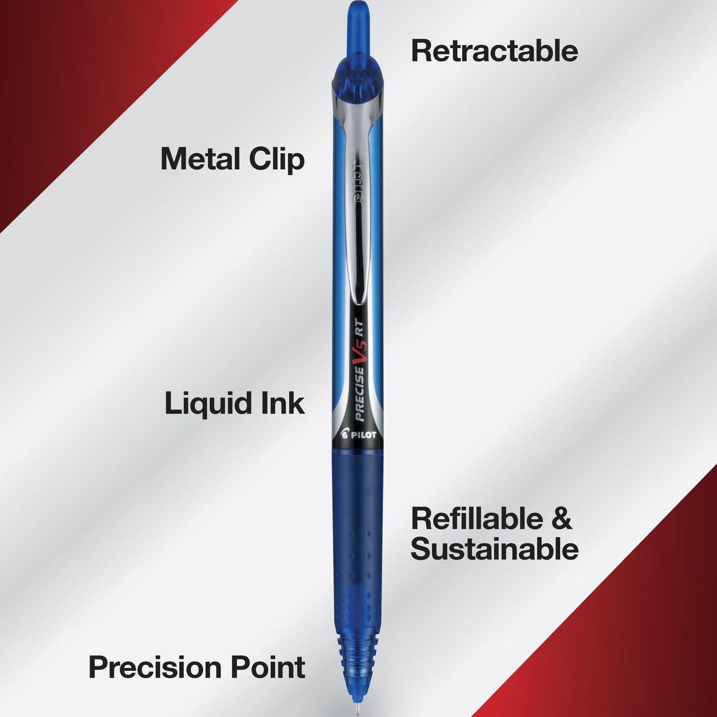PILOT Pen 26095 Precise V5 RT Refillable & Retractable Premium Rolling Ball Pens, Extra Fine Point (0.5mm), Assorted Colors, 7 count