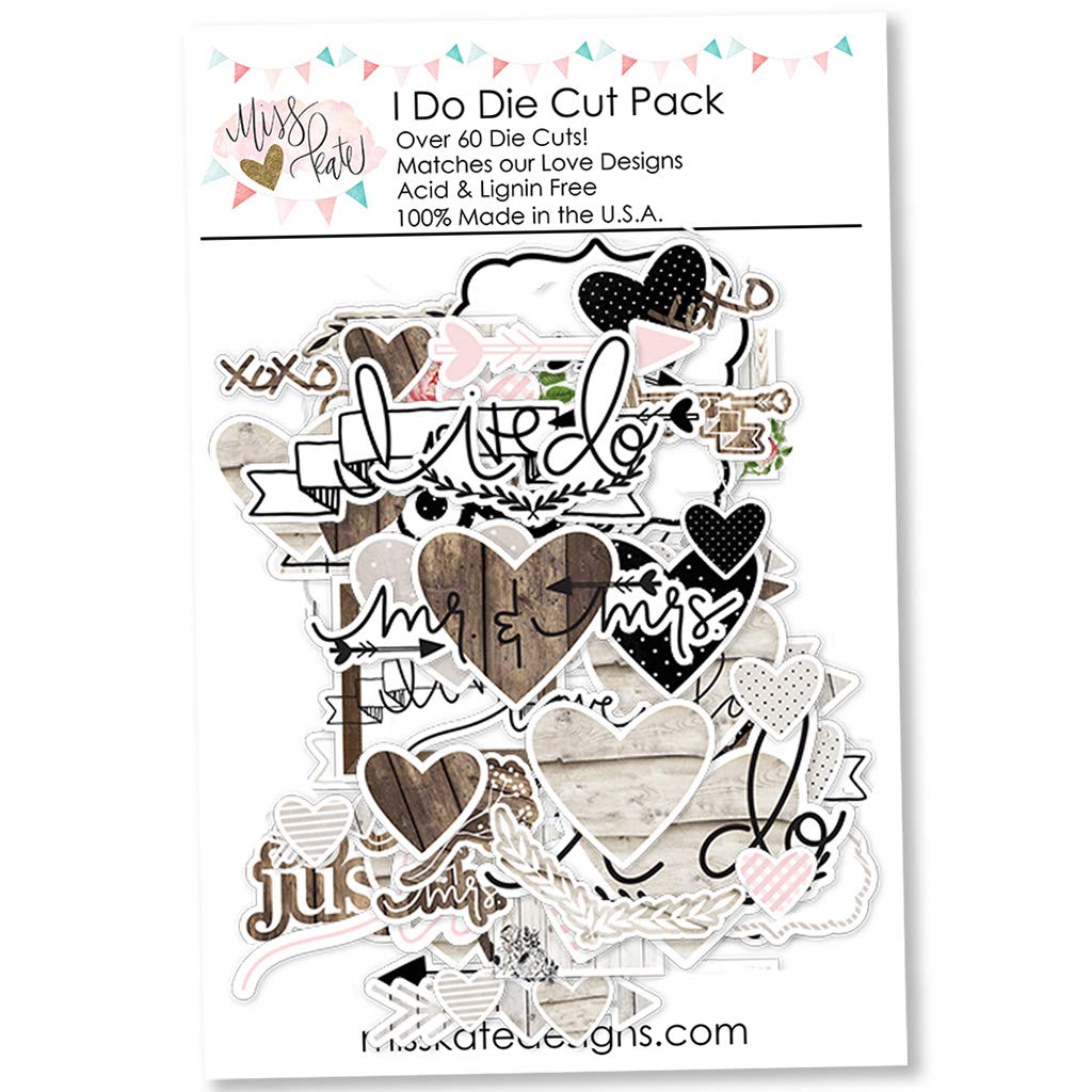 Paper Die Cuts - I Do - for Wedding - Over 60 Cardstock Scrapbook Die Cuts - by Miss Kate Cuttables