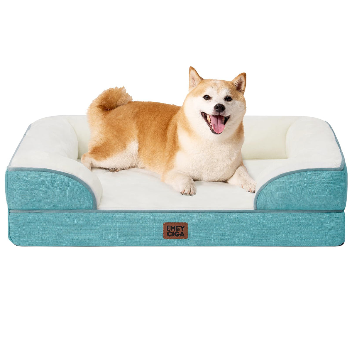 EHEYCIGA Orthopedic Dog Beds Large Sized Dog, Waterproof Memory Foam Pet Bed with Sides, Non-Slip Bottom Large Pet Bed with Washable Removable Cover, Grey