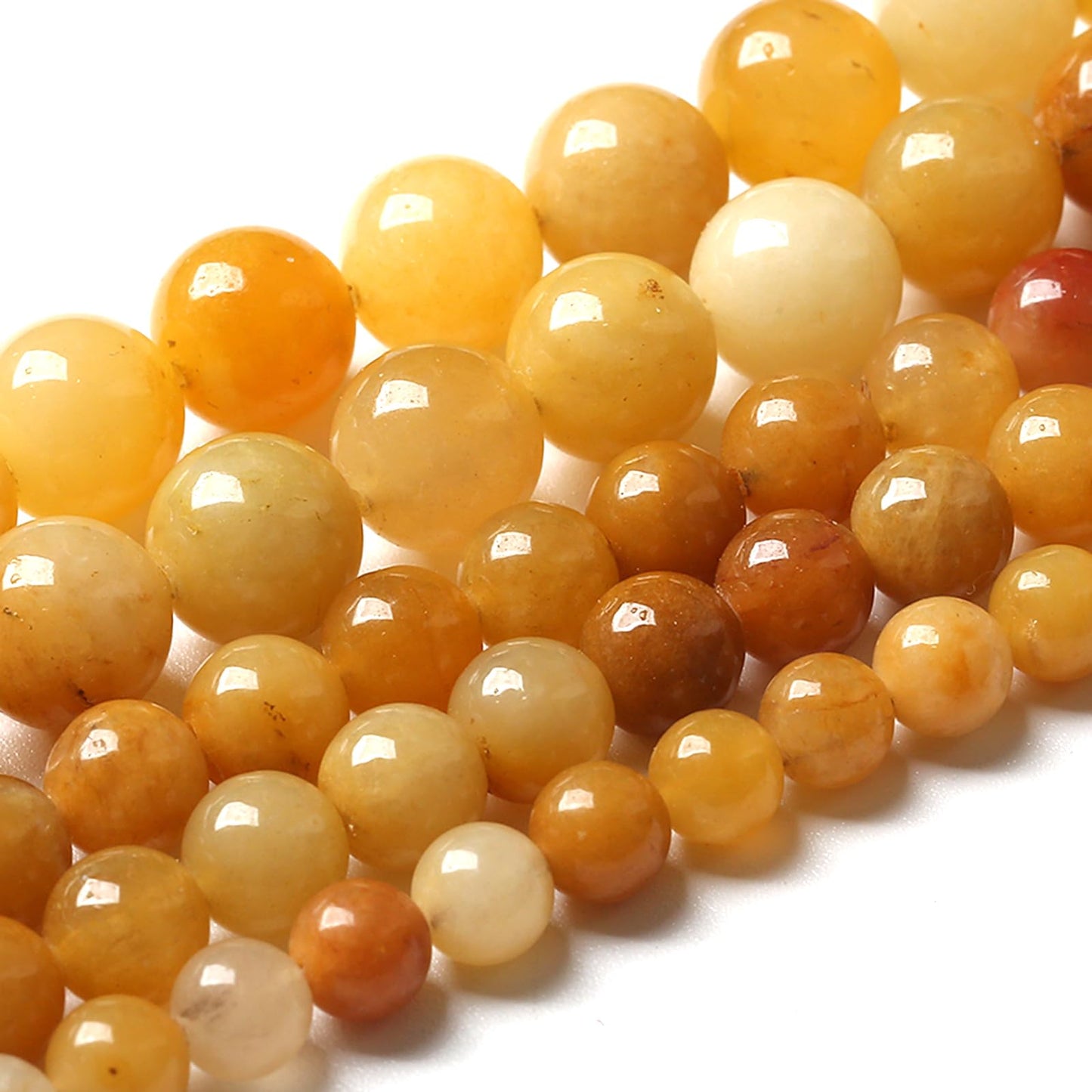 180pcs 4MM Natural Stone Topaz Yellow Aventurine Jade Round Beads Loose Beads for Jewelry Making DIY Bracelet 2 Strands 32"