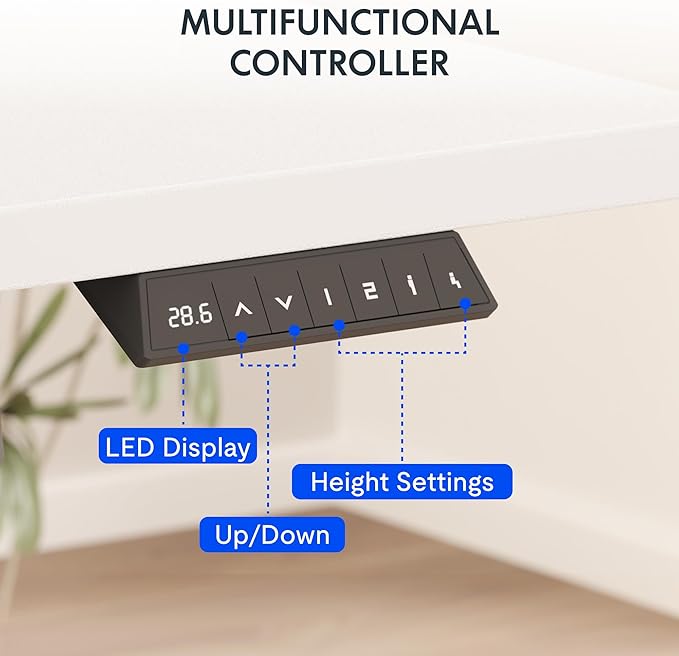 FLEXISPOT EN2 Whole-Piece Standing Desk with Clamp Power Strip, 60 x 24 Electric Stand Up Height Adjustable Desk with Cable Management (White Frame + 60" White Desktop, 2 Packages)