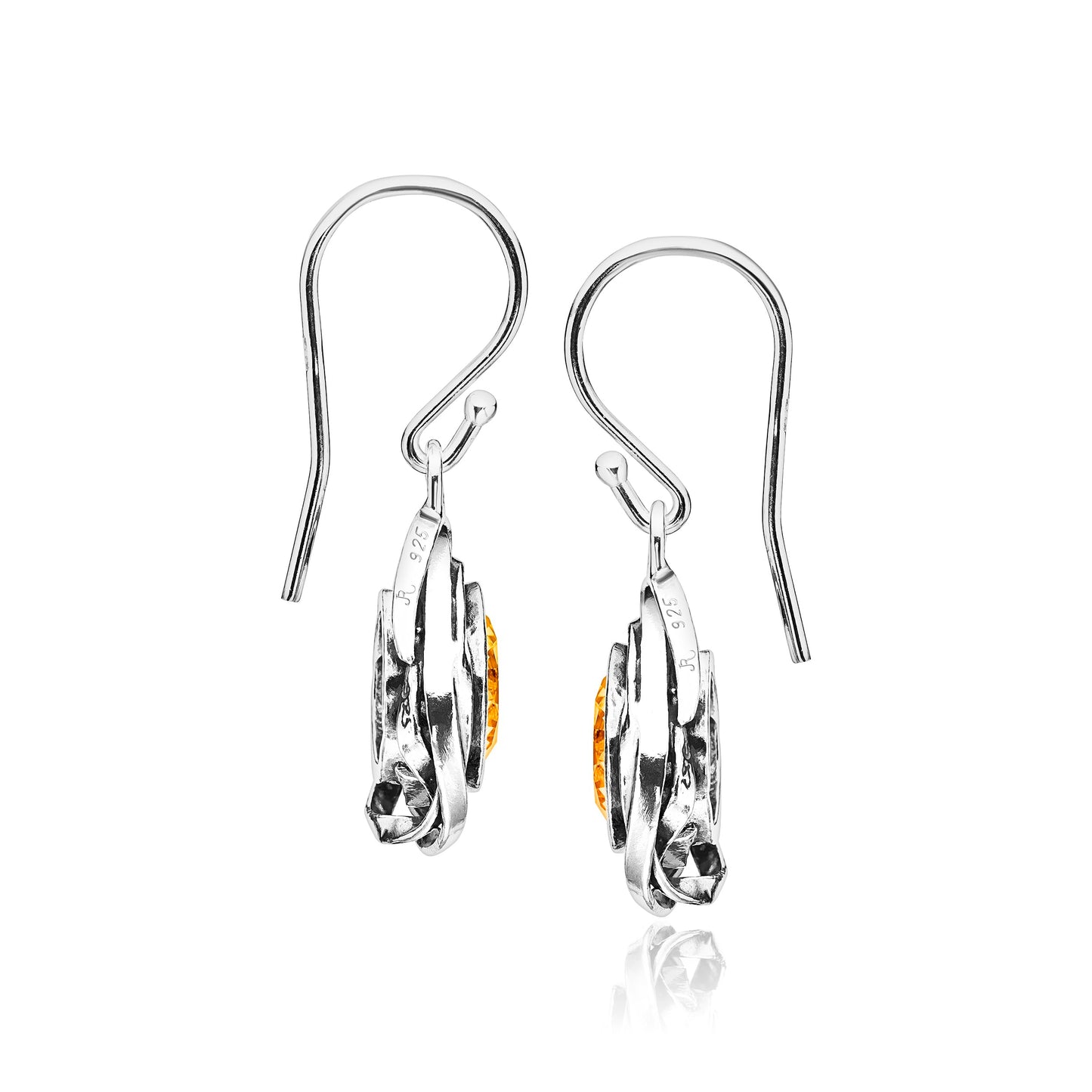 JEAN RACHEL JEWELRY 925 Sterling Silver Dangle Earrings for Women-Wire Wrap with Bezel Set Cubic Zirconia Vintage Design-Hypoallergenic,Lead&Nickel Free-Artisan Handcrafted Statement Earrings,Citrine