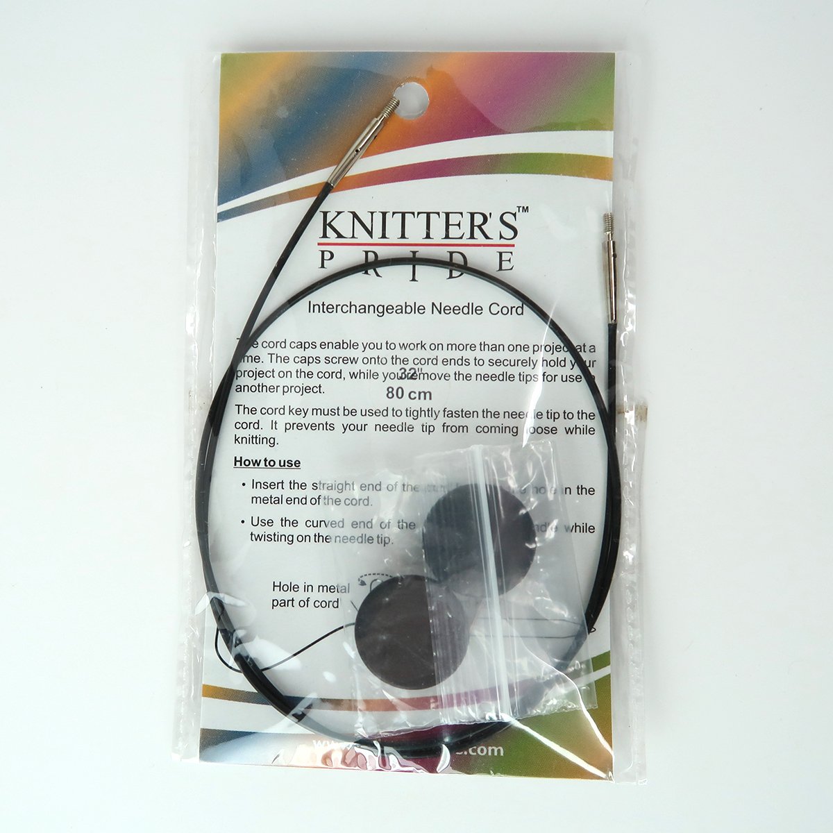 Knitters Pride Interchangeable Black Cord Variety Pack - 6 Common Sizes, 16, 24, 32, 40, 47, 60