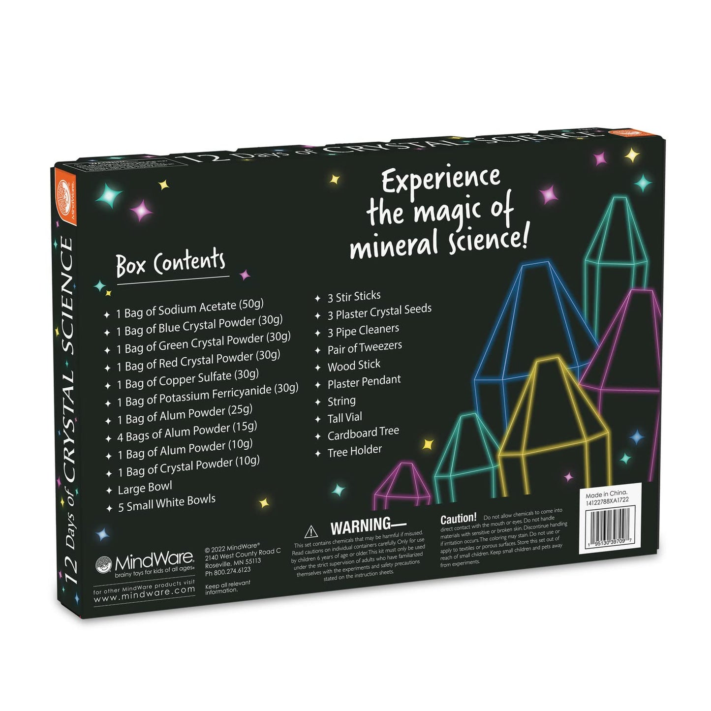 MindWare 12 Days of Crystal Science, Crystal Growing Advent Calendar with 12 Hands-On Experiments, STEM Chemistry Learning Kit for Kids Ages 8 and Up