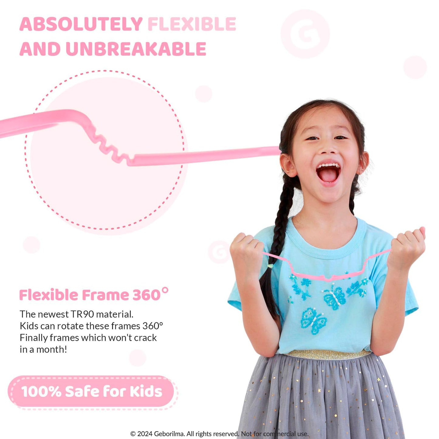 Geborilma Unbreakable Eyeglasses for Kids Flexible Glasses - XS Toddler Glasses Frames 1-3 - Baby Eyeglass Frames 43-15-128