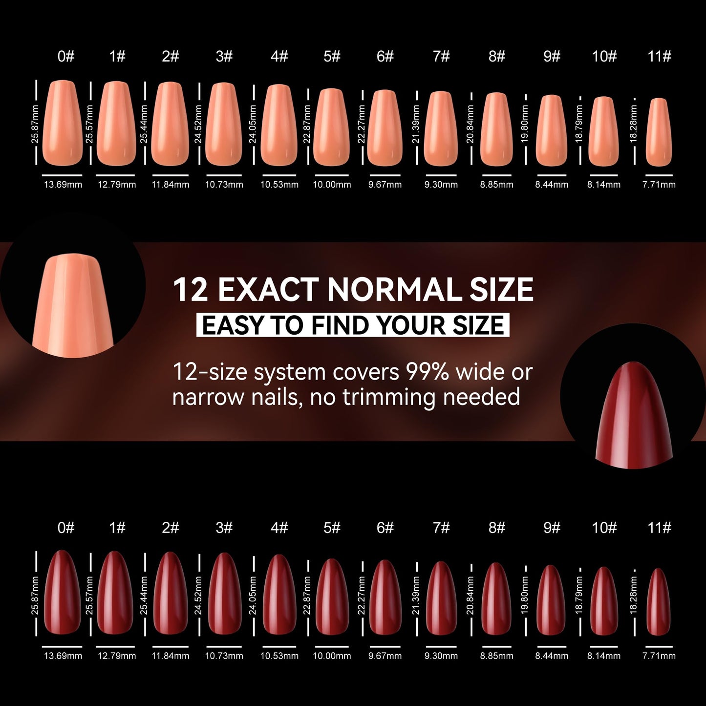 U-LIAN 576Pcs Press on Nails Kit, Short Almond & Coffin Shapes, 24 Pack Glossy Fake Nails, Full Cover Artificial Tips for Women, Easy Manicure at Home