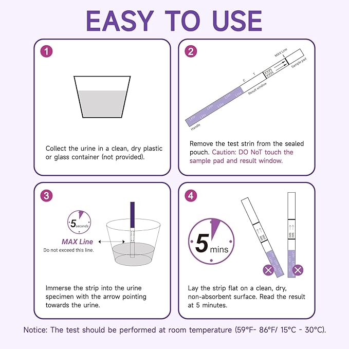 Ovulation Tests, Ovulation Test Strips for Women,50 Count Amazewell Ovulation Predictor Kit, Accurate Fertility Tests for Home, Individually Wrapped 5mm LH Strips with Cups