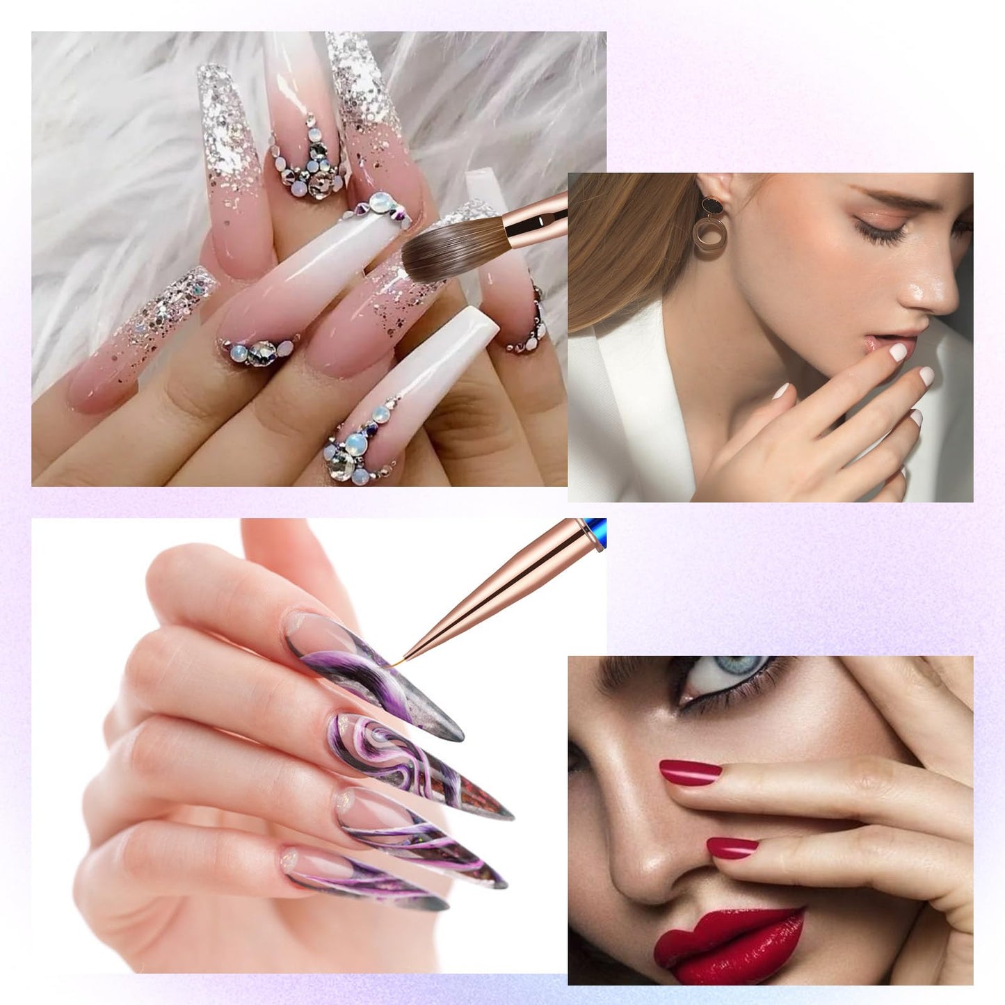 KEMEISI 2PCS Nail Brush - Liner & Kolinsky Art Brush Size #12 for Acrylic Application, Sturdy Handle Oval Shaped Design Tools for Professional Manicure DIY