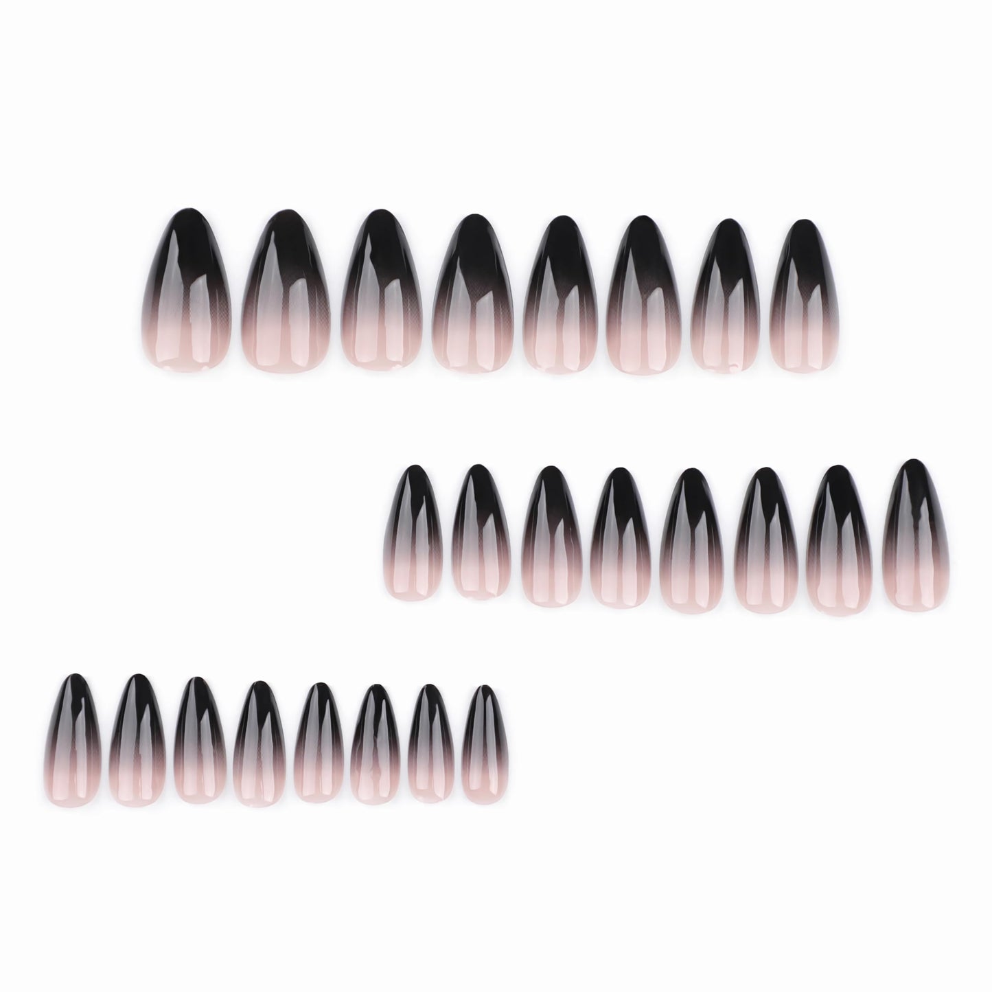 BABALAL Press on Nails Almond Medium Fake Nails Black Goth Glue on Nails Halloween Acrylic Nails Vampire Stiletto False Nails 24Pcs Punk Stick on Nails
