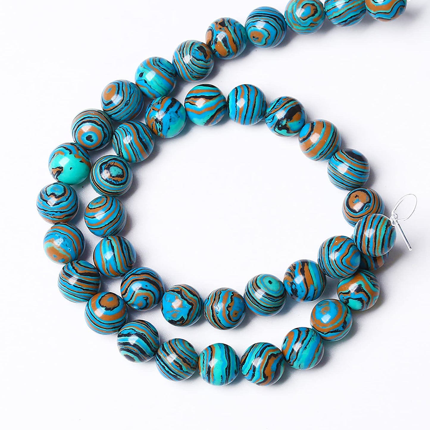 90PCS 8mm Blue Malachite Stone Beads Round Loose Gemstone Beads for Jewelry Making DIY Bracelet Necklace 32" 2 Strand,Energy Stone Healing Power
