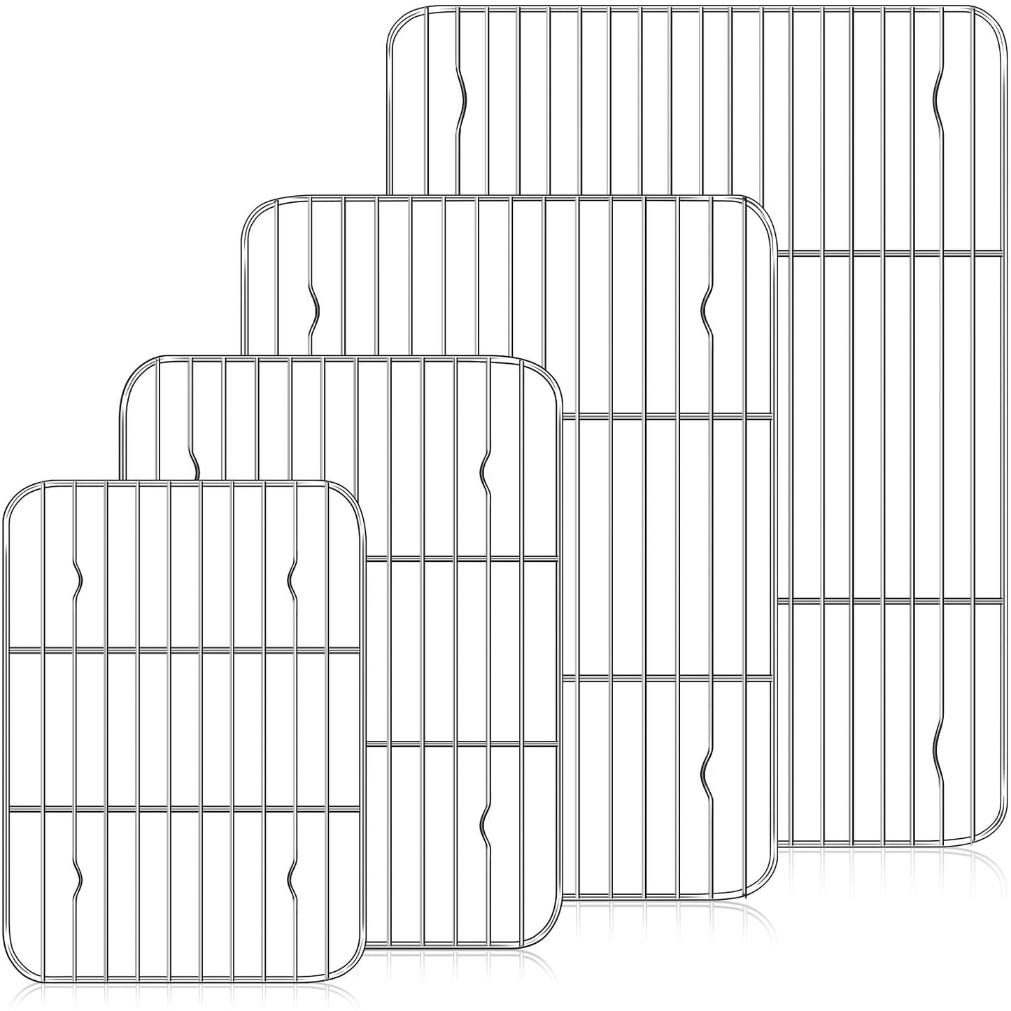 Gabotrie Baking Cooling Rack Set of 4, Stainless Steel Baking Racks, Heavy Duty Wire Racks, Non-Stick Roasting Rack for Baking Cooking Roasting, Oven & Dishwasher Safe, 4 Various Sizes