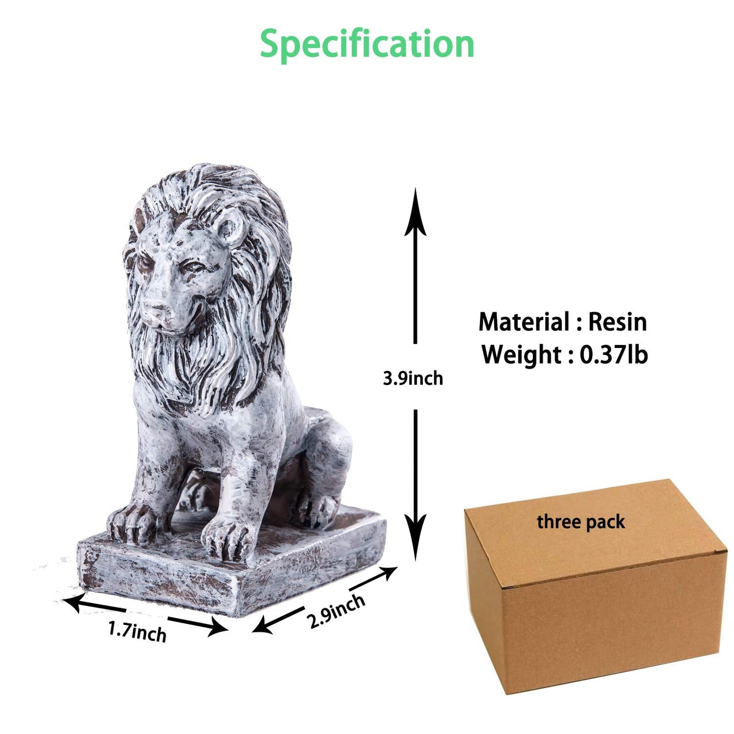 Ciyuan Lion Shaped Resin Pot Feet for Outdoor Planters, 3 Pack, 1.7"W x 2.9"L x 3.9"H, 0.64kg, 20lbs Load Capacity