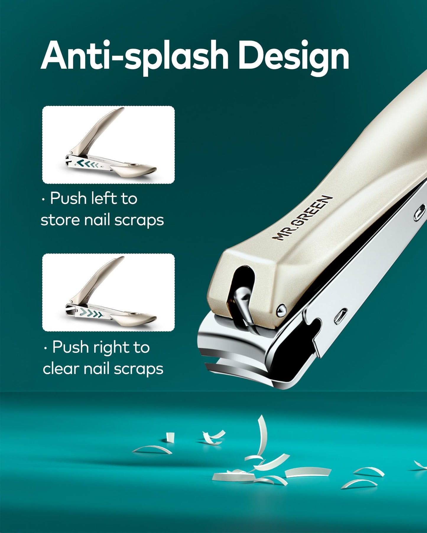 MR.GREEN Manicure Pedicure Kit 8-in-1, Upgraded Anti-Splash Nail Clippers Set, German Stainless Steel Full-Function Nail Grooming Kit with Real Leather Case for Women & Men, IdealGift