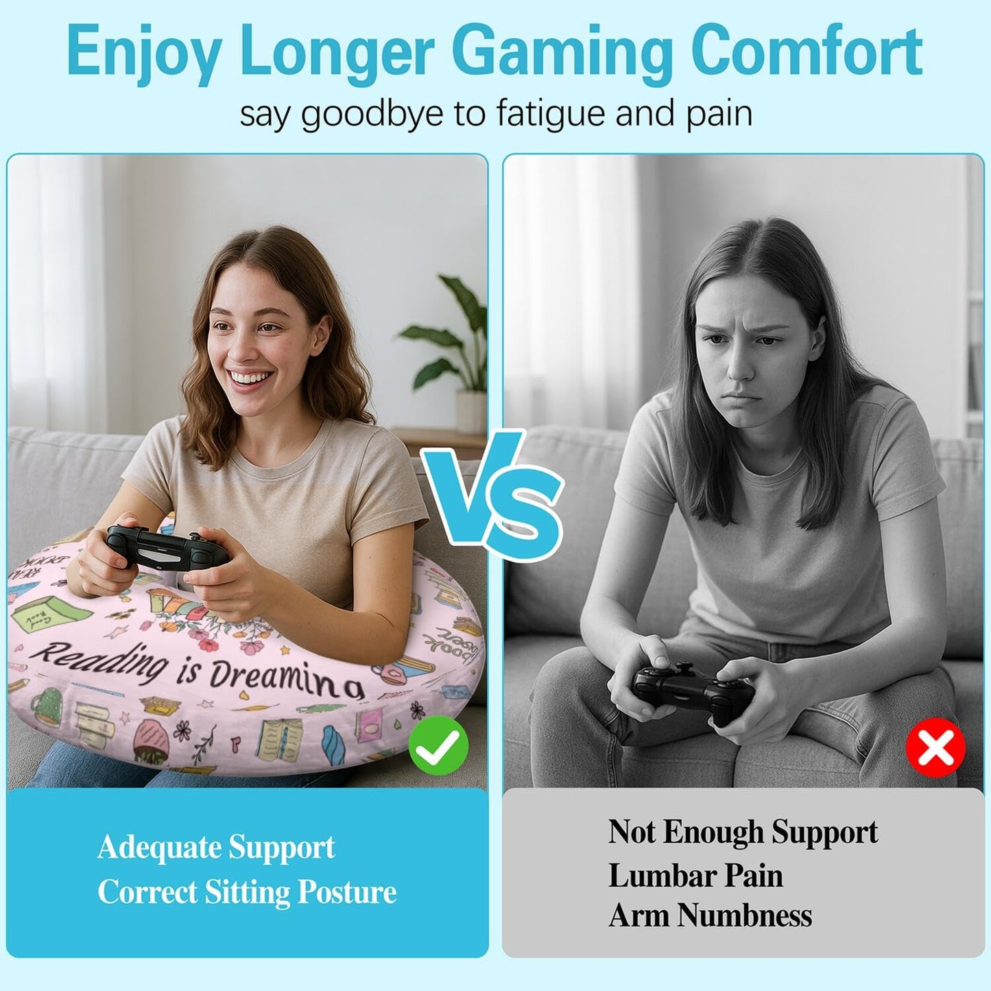 Queen Hero Lap Pillow for Reading & Gaming Lap Desk Pillows for Crocheting & Crafting with Elbow & Arm Support Cushion for Ergonomic Use on Bed and Couch