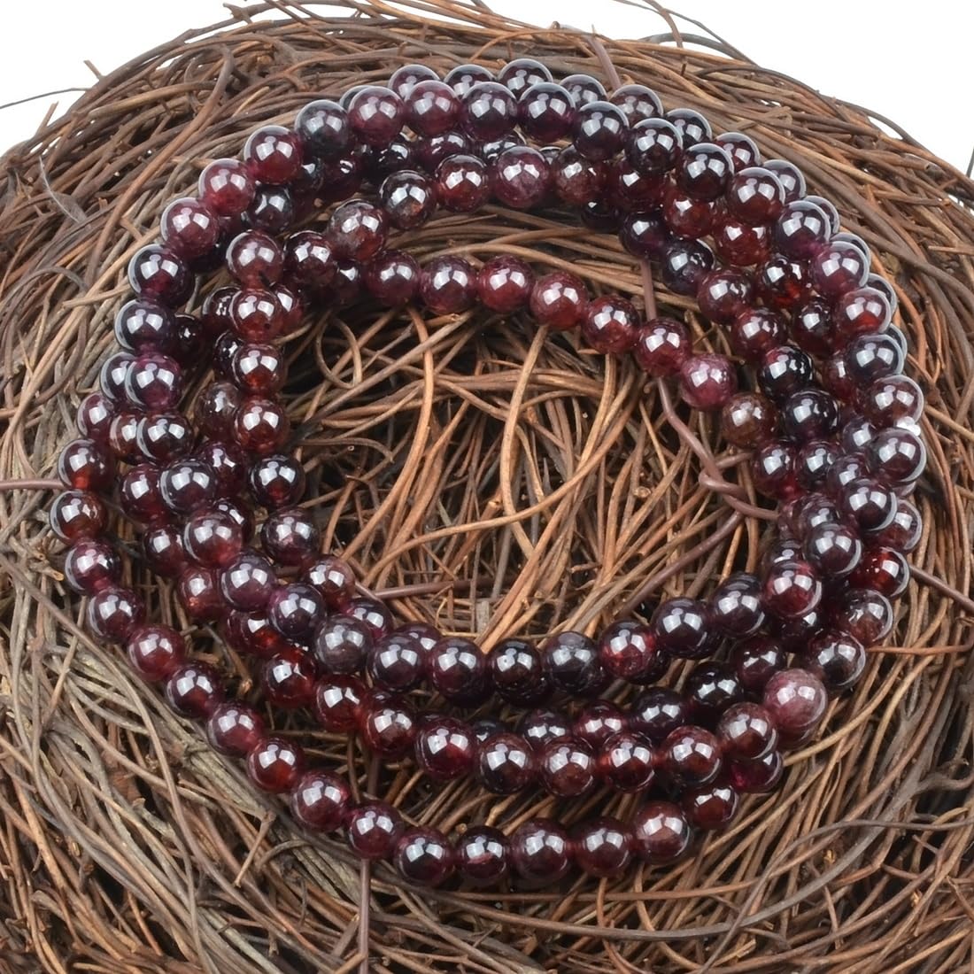 MASSIVE BEADS Garnet - Longevity - Handmade Handmade Yoga Stretch Elastic Bracelet Natural Stone Crystal Healing Power Energy Gifts for Unisex Adult 4mm