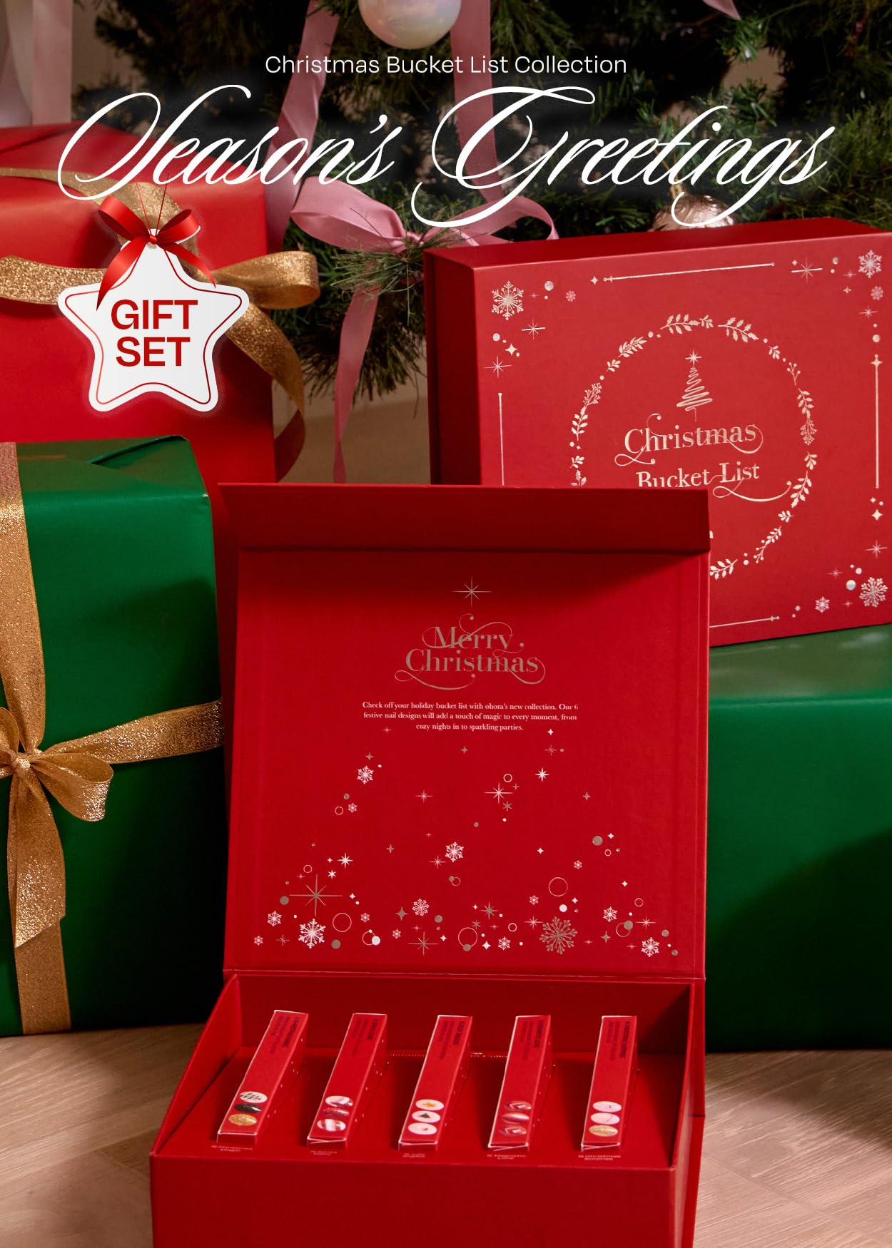 ohora Bundle Set (Christmas Bucket List Set (Limited Edition)) - Works with Any Nail Lamps, Salon-Quality, Long Lasting, Easy to Apply & Remove