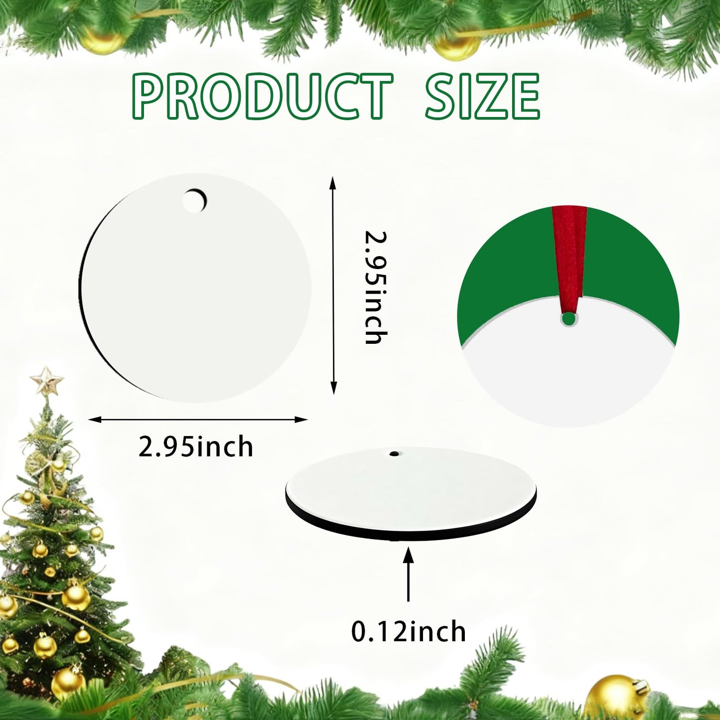 Sublimation Ornament Blanks 16 PCS Double Side Sublimation Blanks Personalized Christmas Ornaments White Round MDF Pendants for Christmas Decorations
