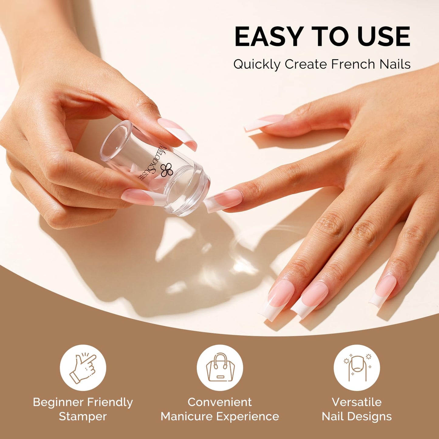 MelodySusie Nail Stamper Kit and 4Pcs Double Sided 100/180 Grit Nail Files