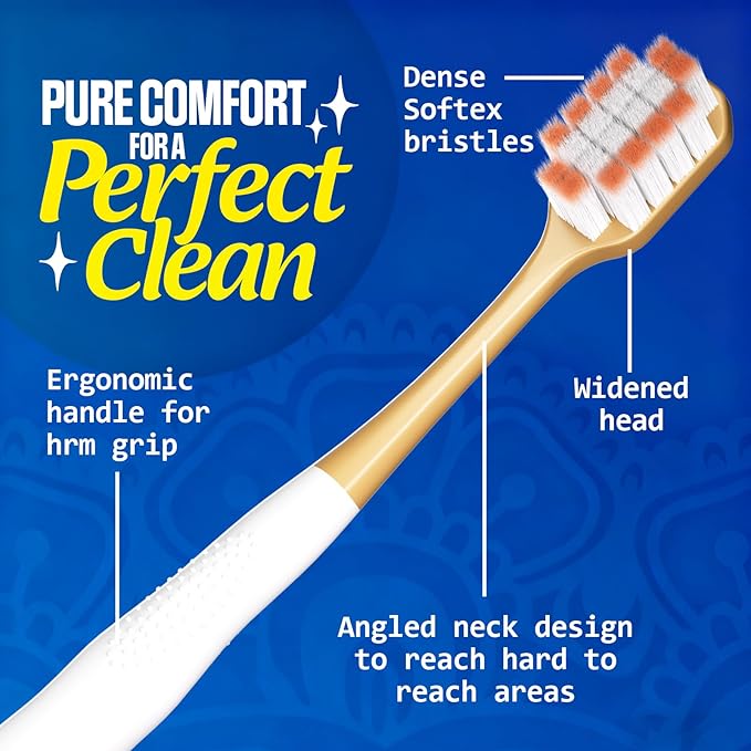 Extra Soft Toothbrush for Sensitive TeethWith ，10000 Bristles Nano Toothbrush Soft Bristles for Sensitive & Receding Gums, Perfect for Whiter Teeth, 6 Pack