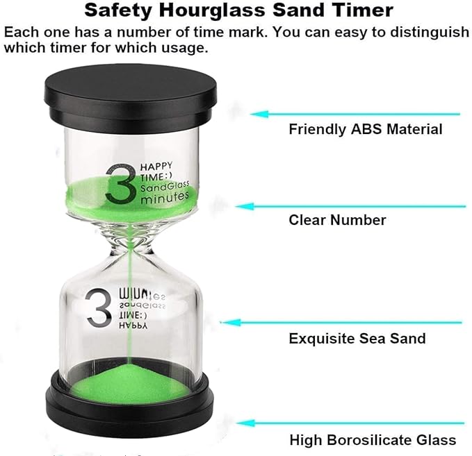 SuLiao Sand Timer 3 Minute Hourglass: Large Sand Clock, Reloj De Arena Three Minutos, Plastic Hour Glass Sandglass for Child, Student, Classroom, Games, Kitchen, Decoration