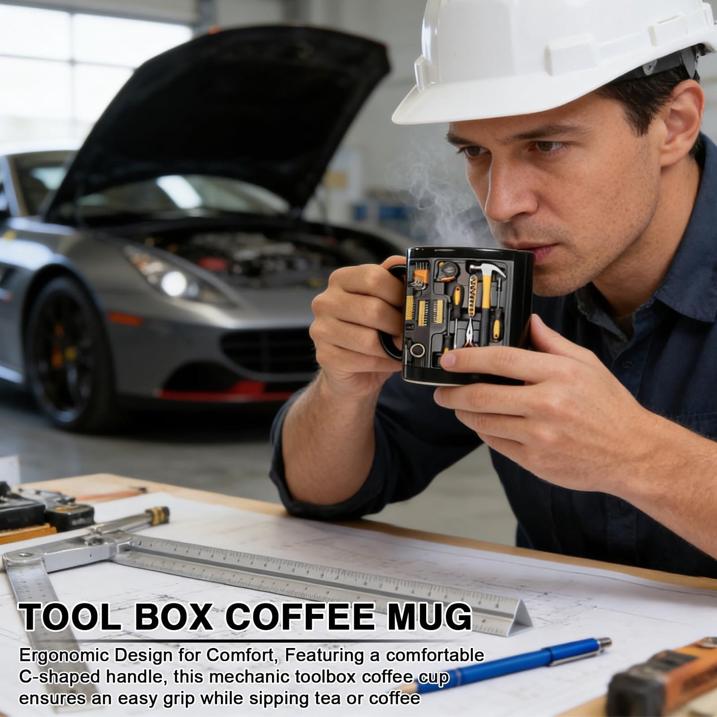 Tool Box Coffee Mug,Toolbox Mechanic Mug for Birthday Anniversary Ceramic Cup Gift Coffee Cup Double-sided Design Tool Box Tea Mug Gift Unique Coffee Cup for Husband Dad