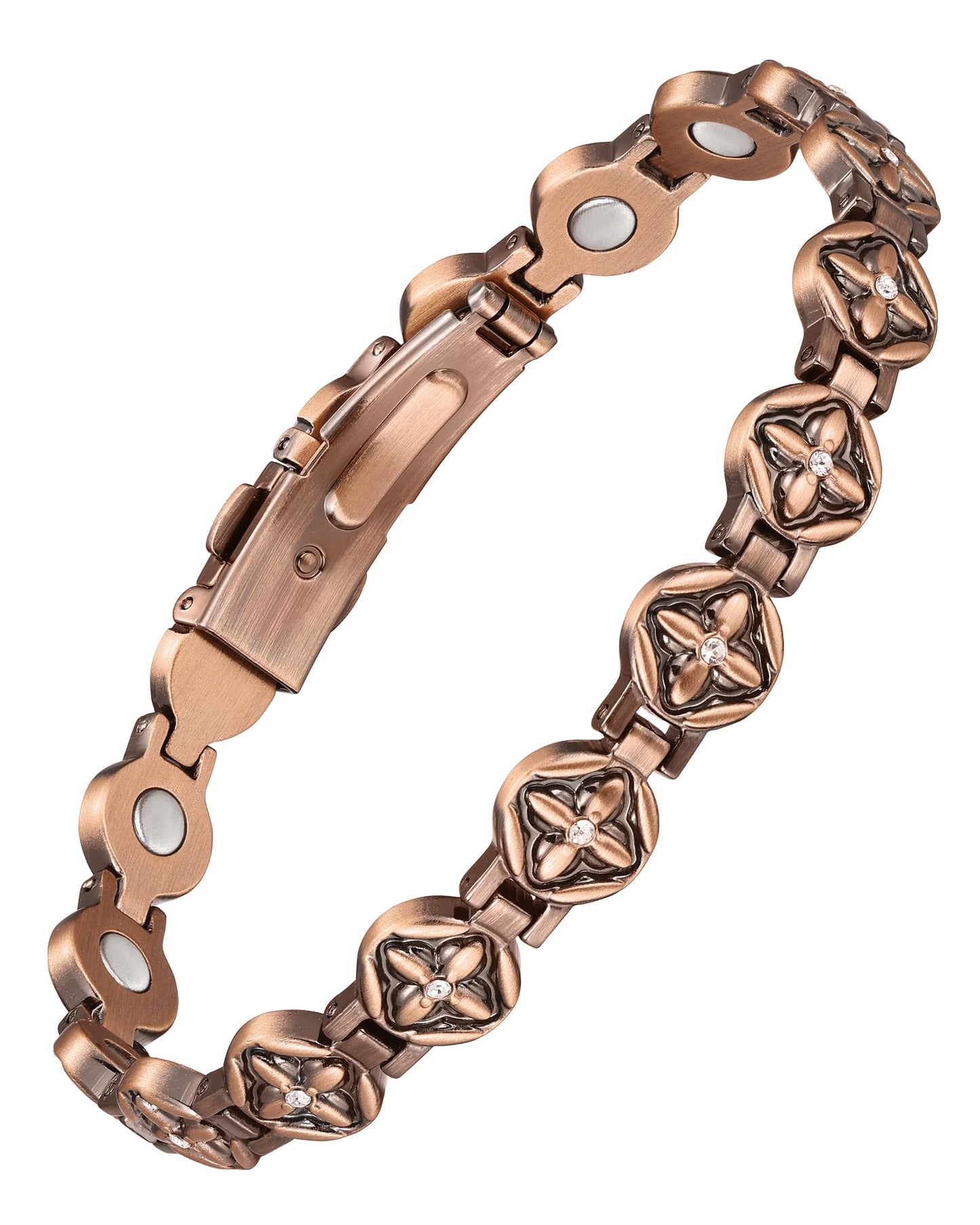 Jecanori Pure Copper Bracelet for Women, Flower Copper Magnetic Bracelet With 3500 Gauss Magnets, Adjustable Jewelry Gift with Sizing Tool