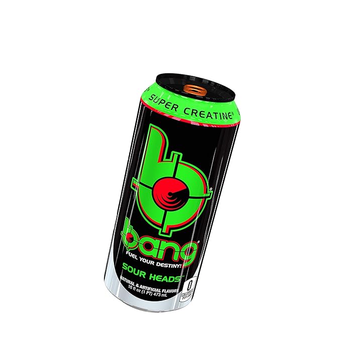 Bang Energy Sour Heads, Sugar-Free Energy Drink, 16-Ounce (Pack of 12)