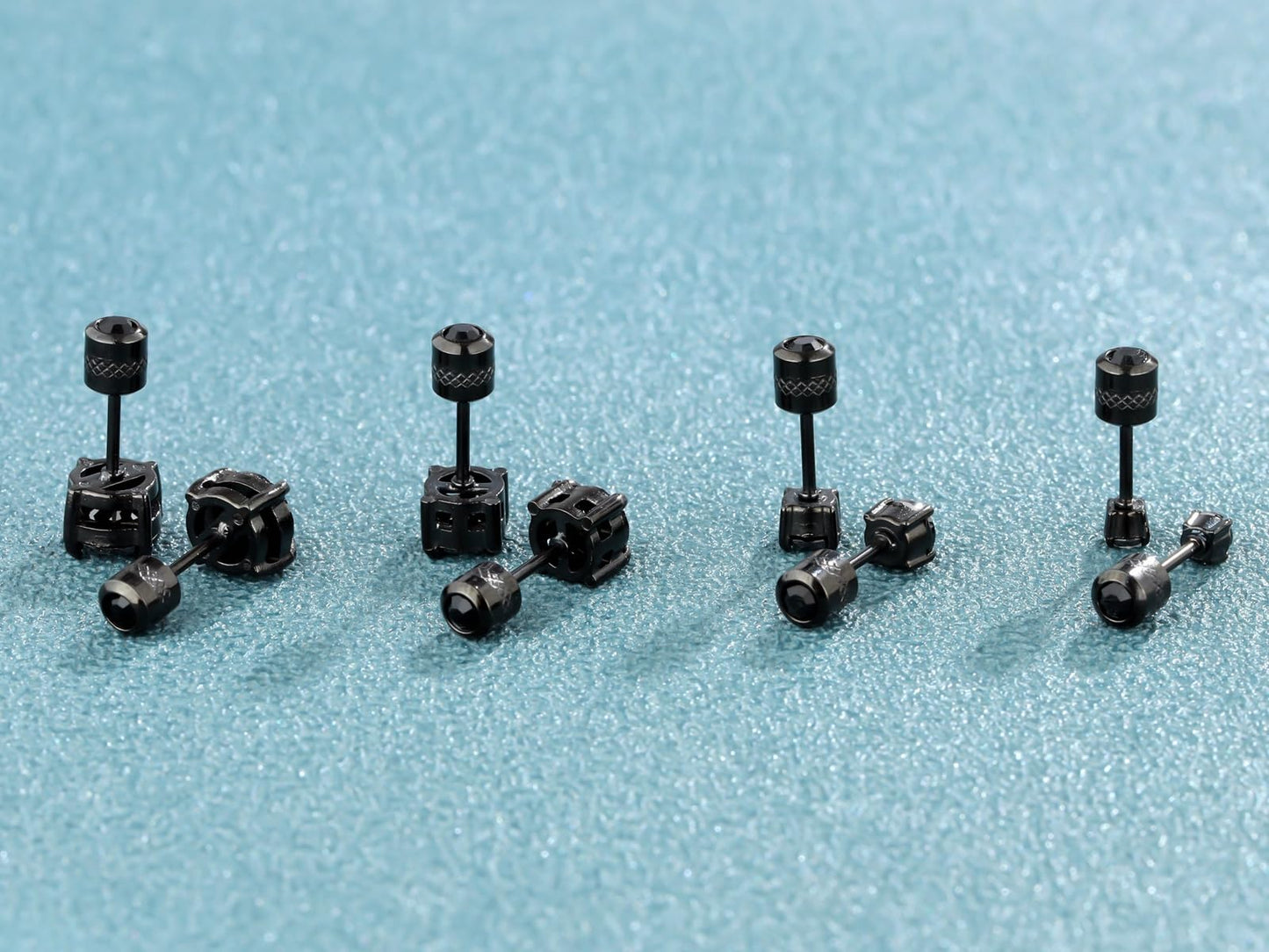 4 Pairs Titanium Hypoallergenic Red Stud Earrings for Sensitive Ears,Black 5A Cubic Zirconia Screw Back Stud Earrings for Women Men Surgical Stainless Steel Double Side Earrings red stud earrings